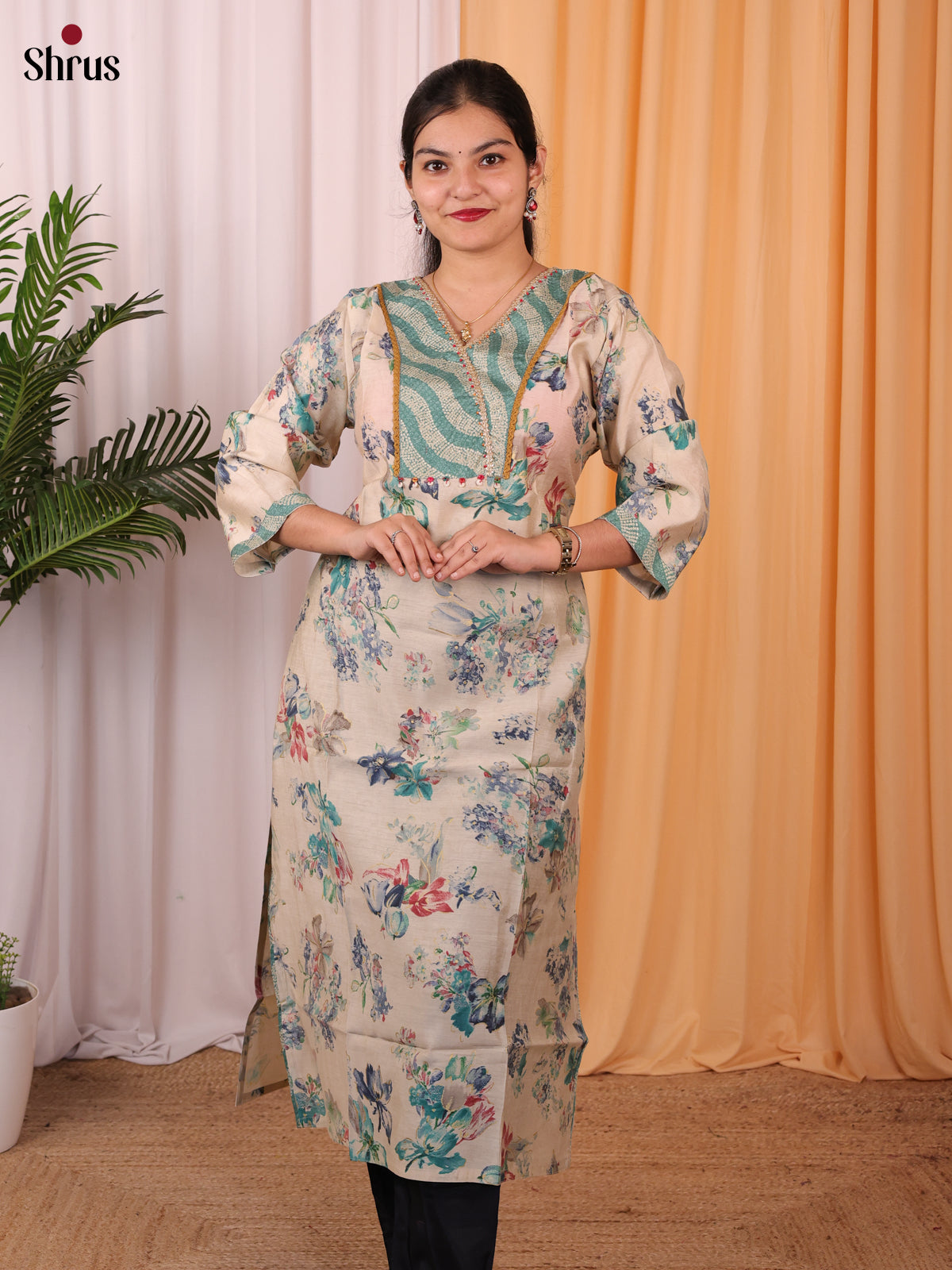 Grey & Blue - Readymade Kurti - Shop on Shrus.com