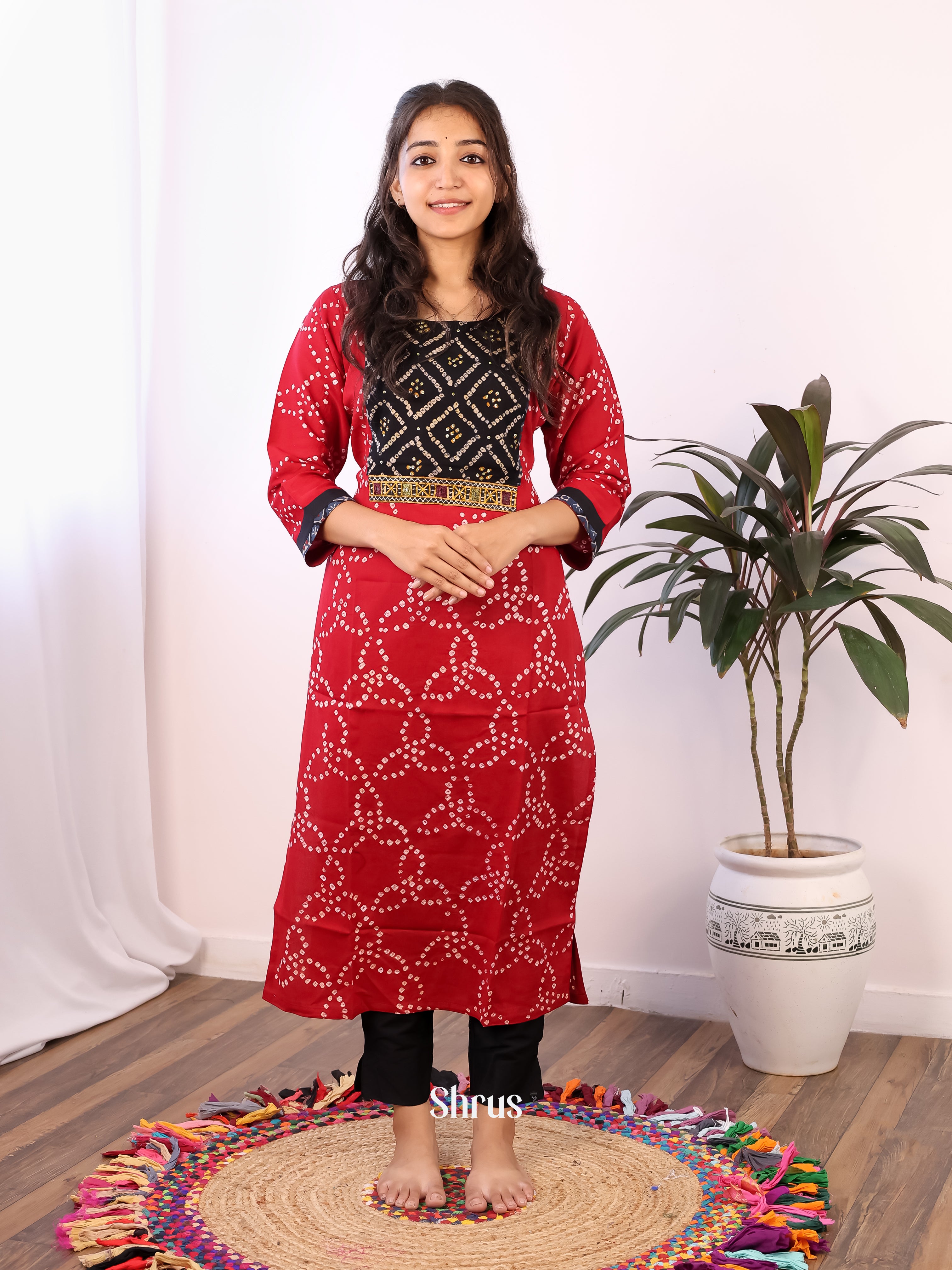 Red & Black - Readymade  Kurti