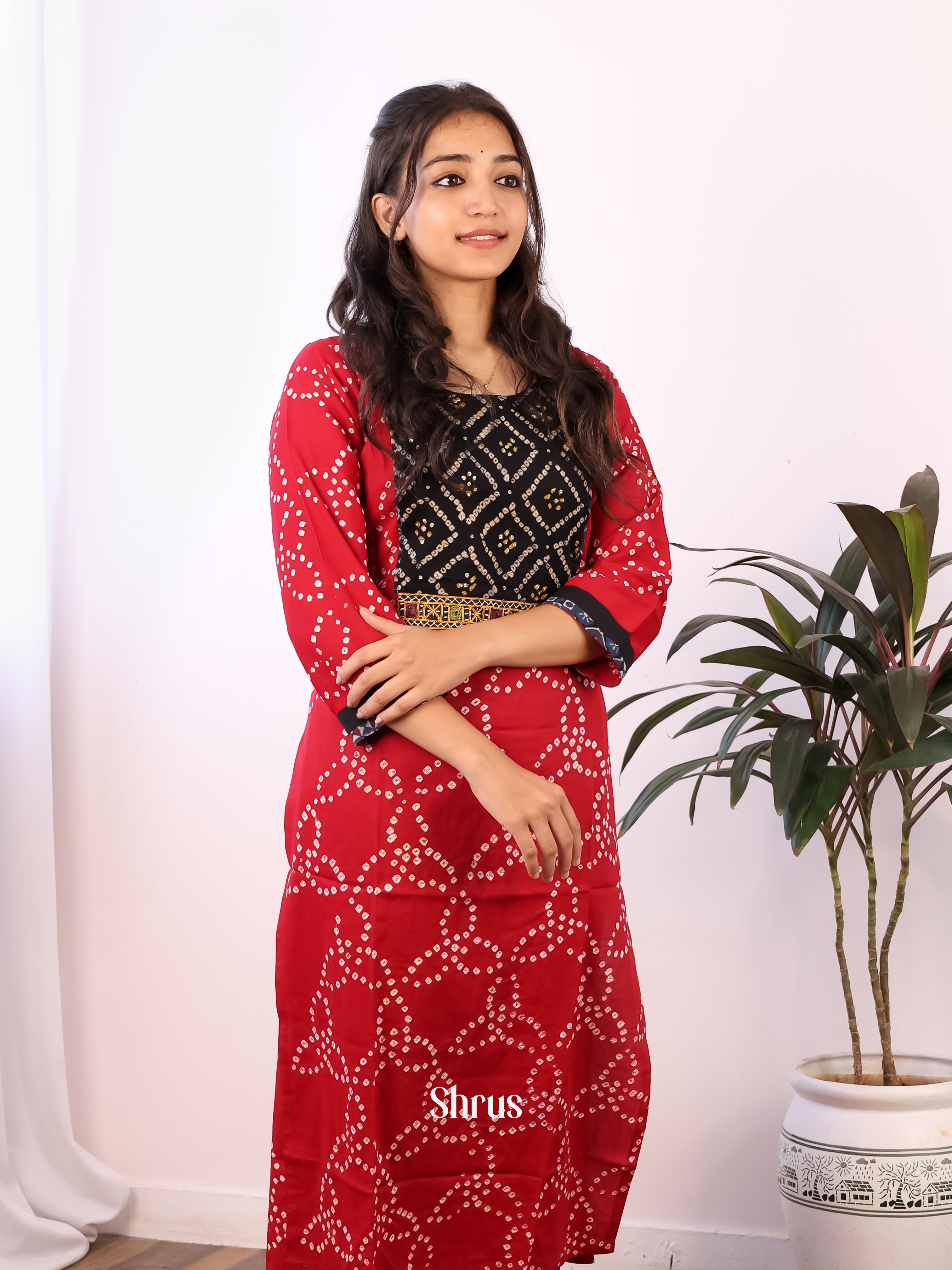 Red & Black - Readymade  Kurti