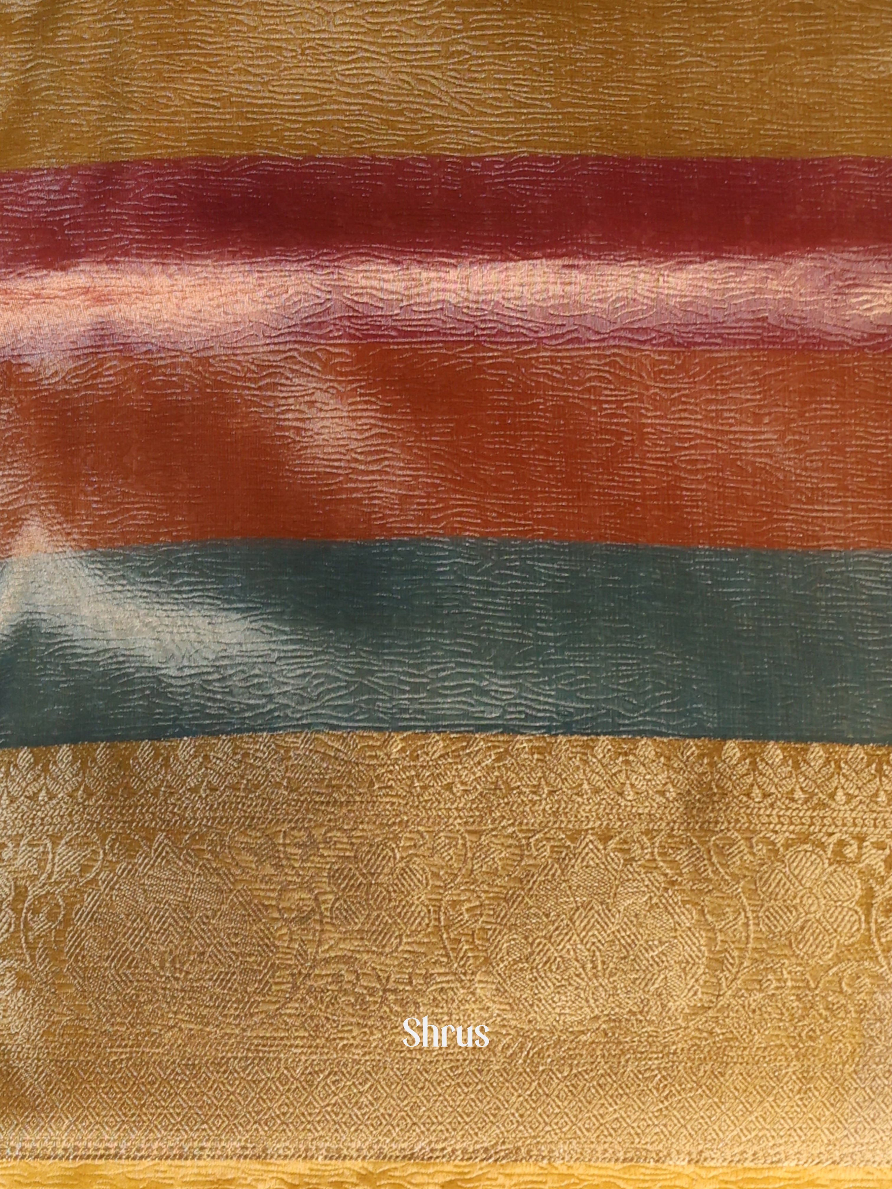 Multicolor &Green  - Bamboo silk Saree