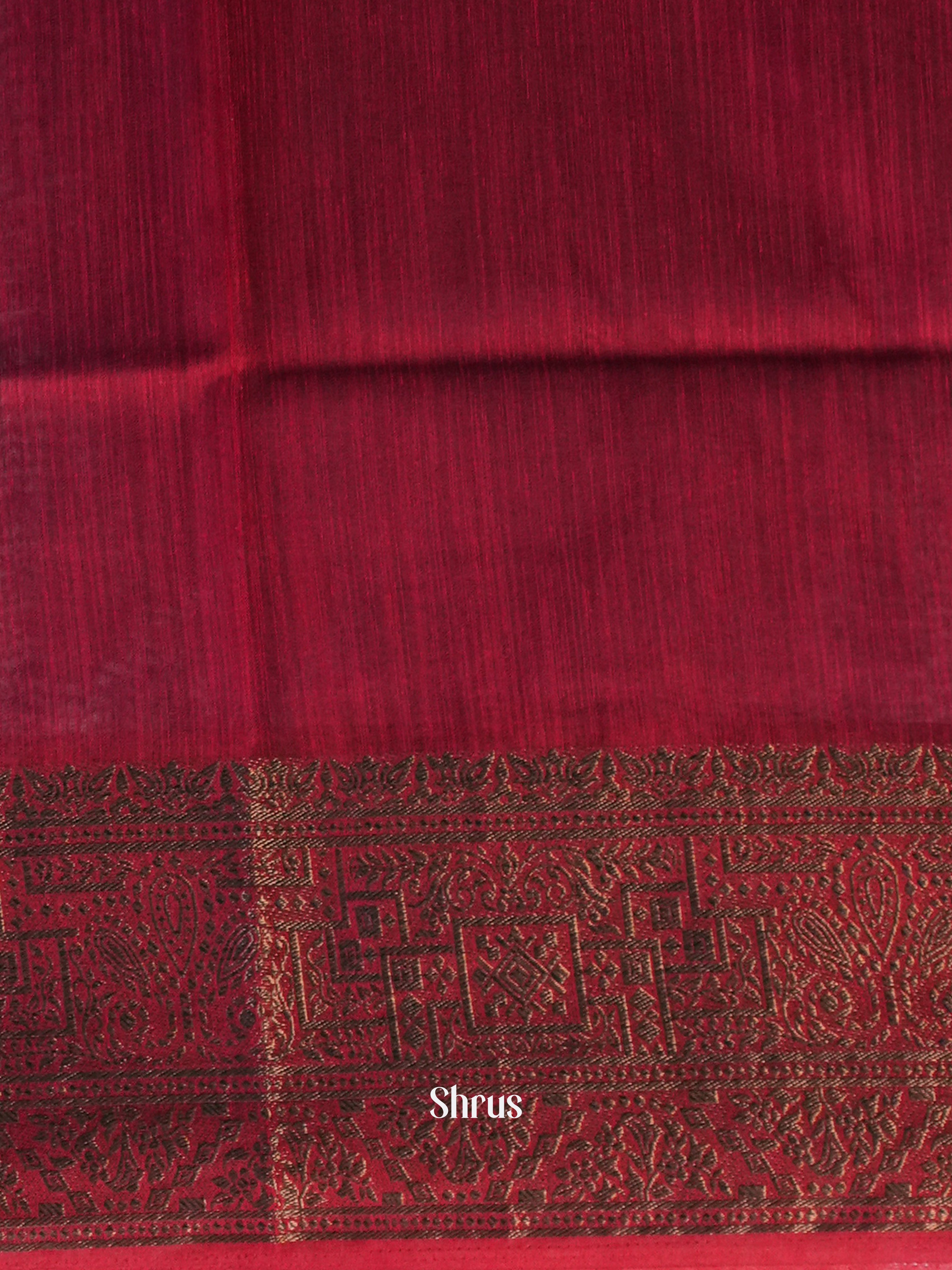 Blue & Maroon - Semi Jute Saree