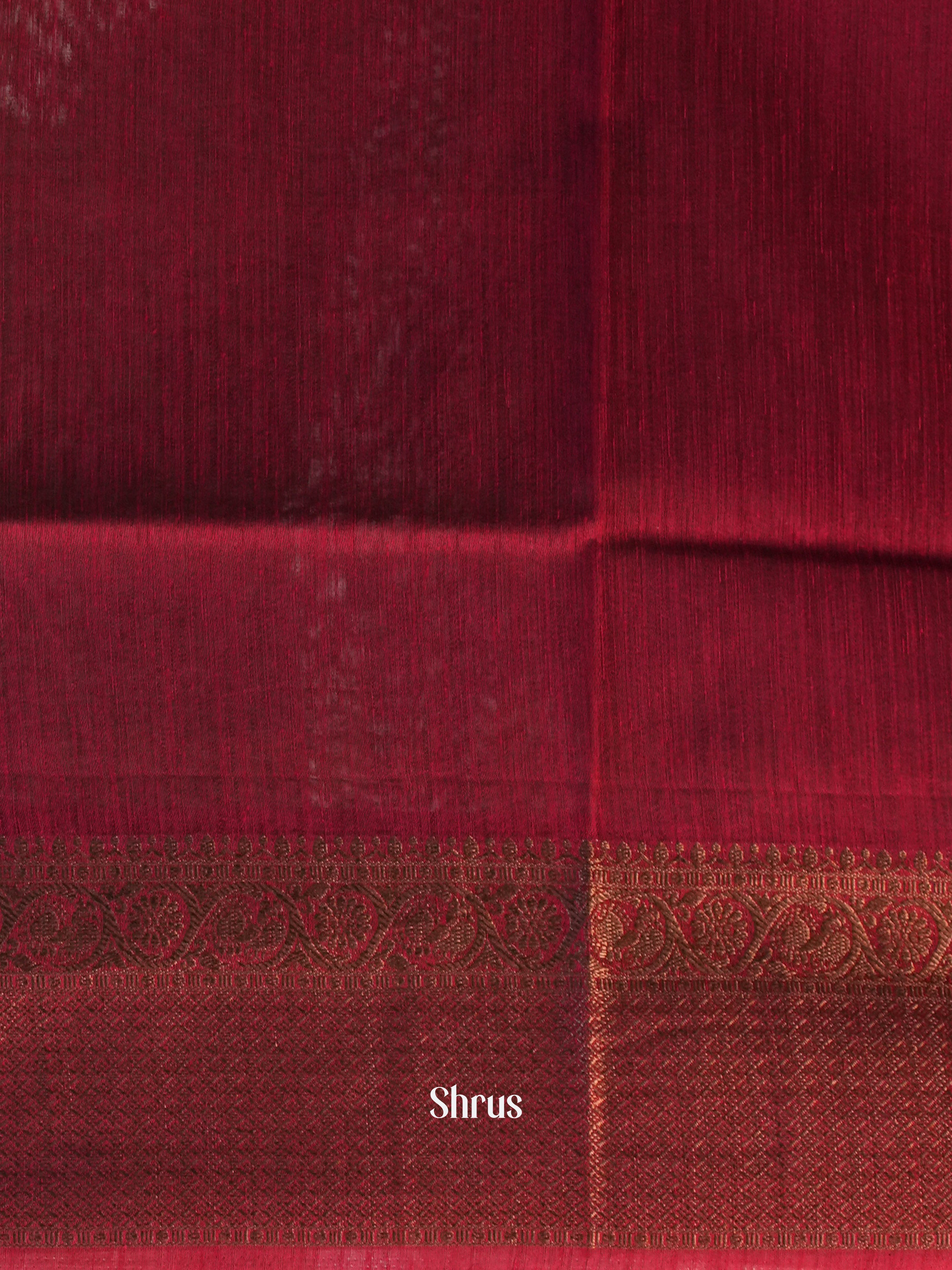 Green & Maroon- Semi Jute Saree