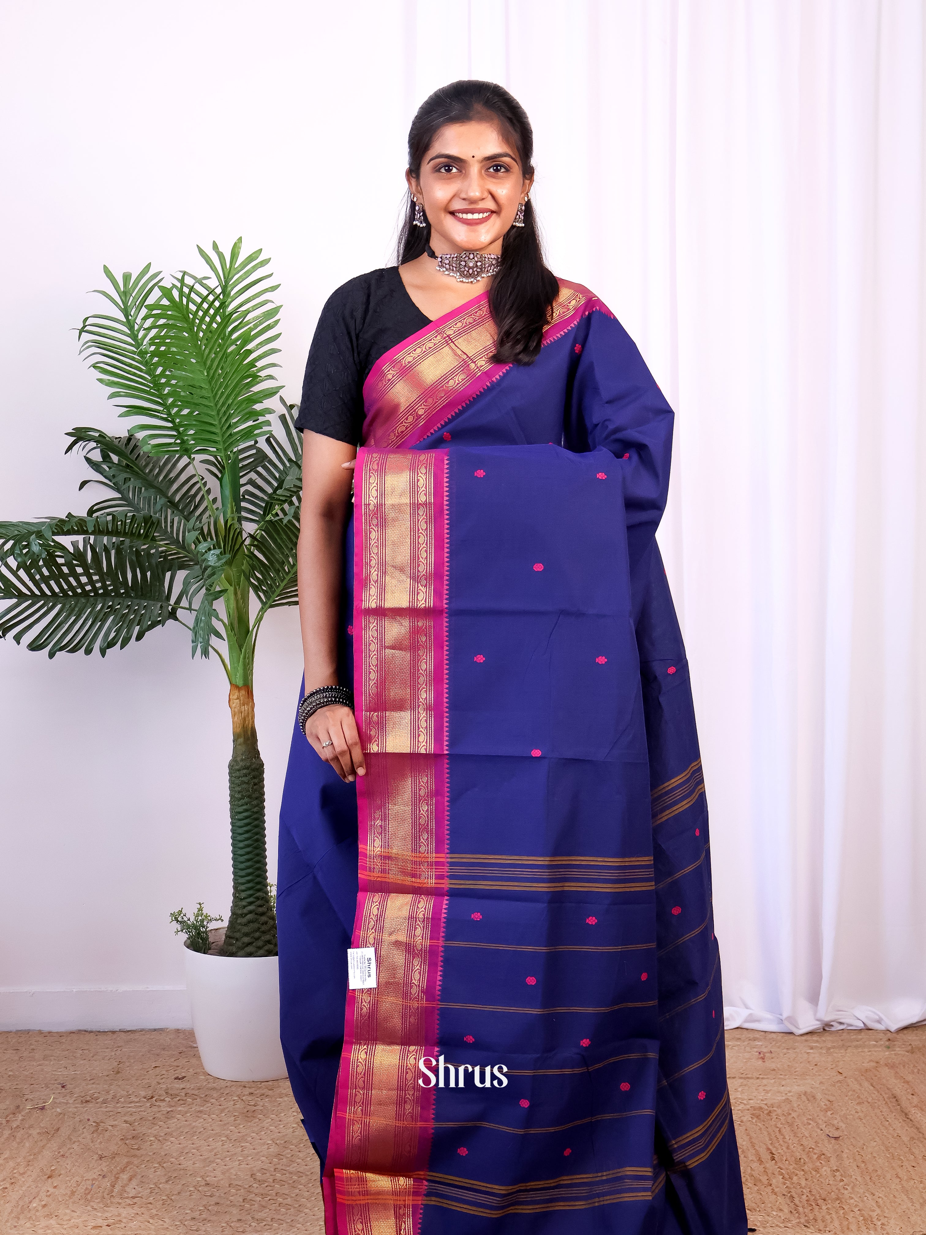 Blue & Pink - Chettinad Cotton Saree