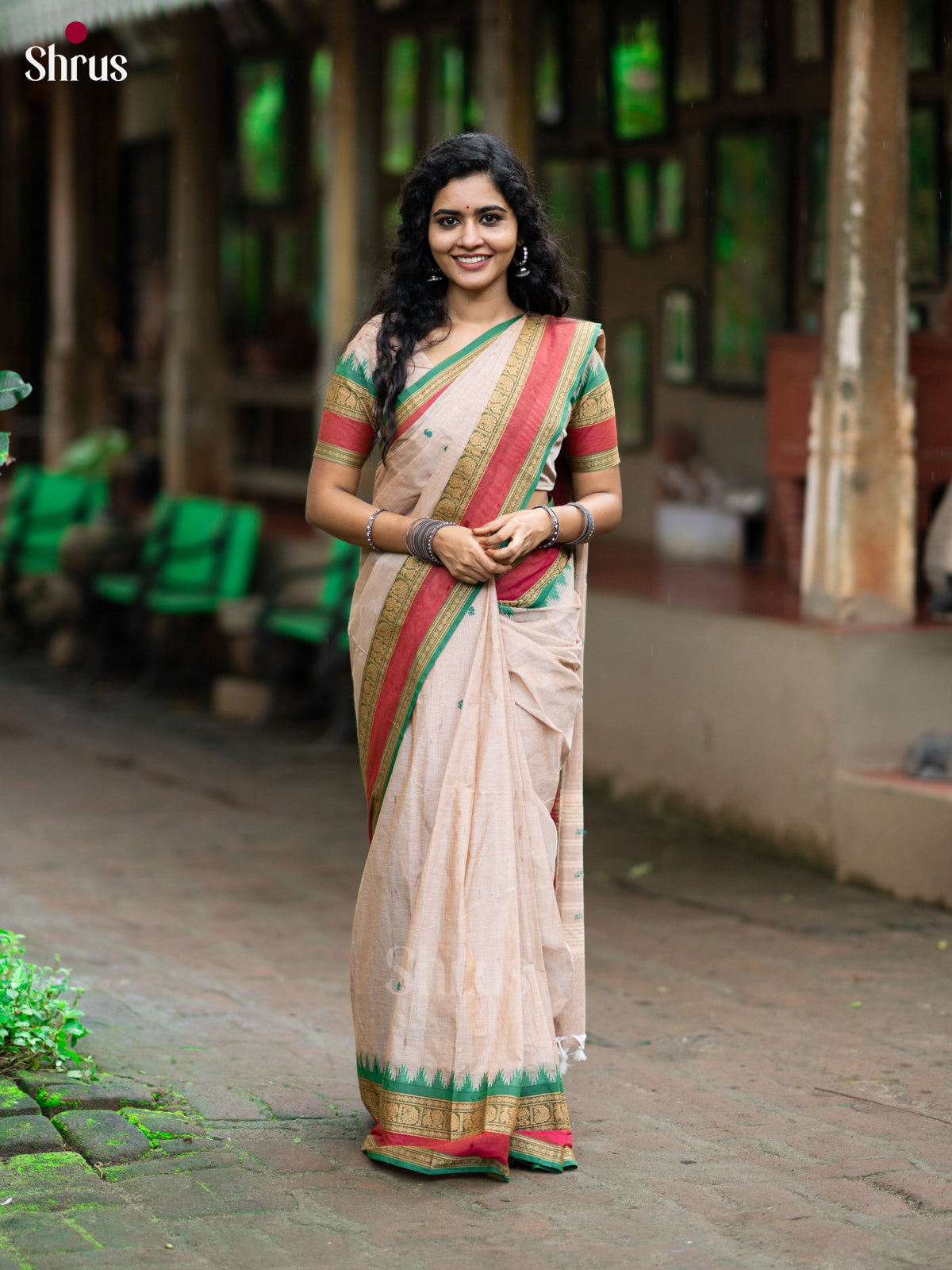 Grey & Green - Chettinad Cotton Saree