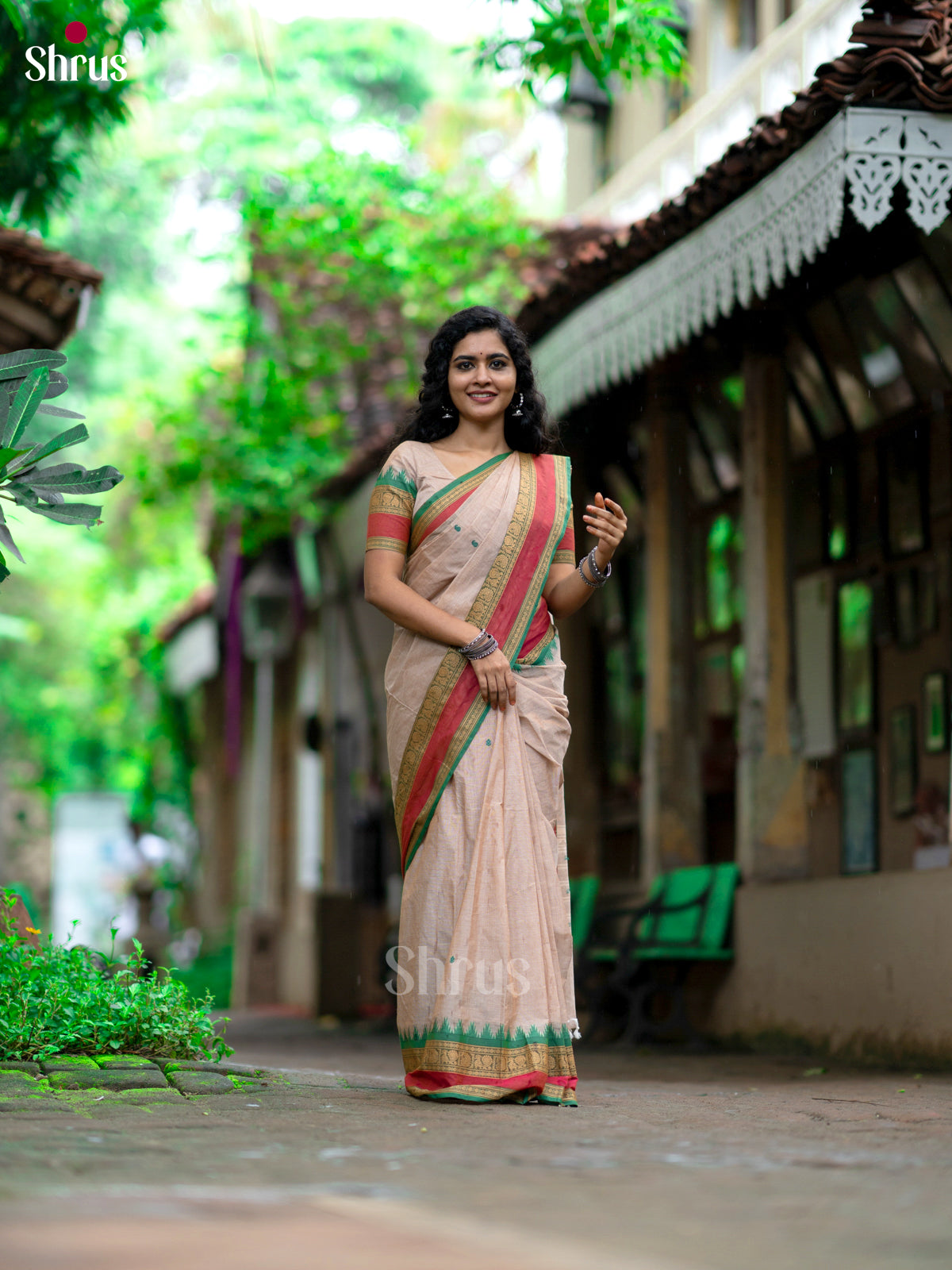 Grey & Green - Chettinad Cotton Saree