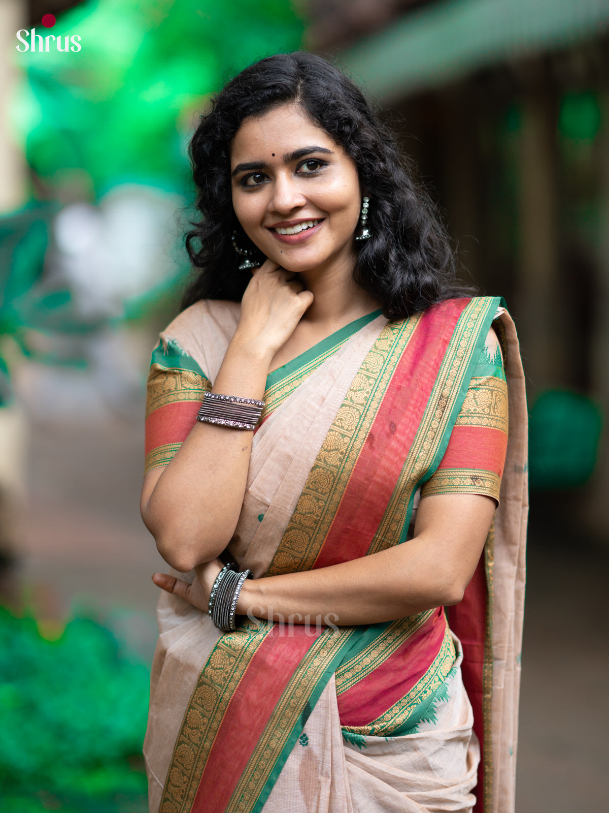 Grey & Green - Chettinad Cotton Saree