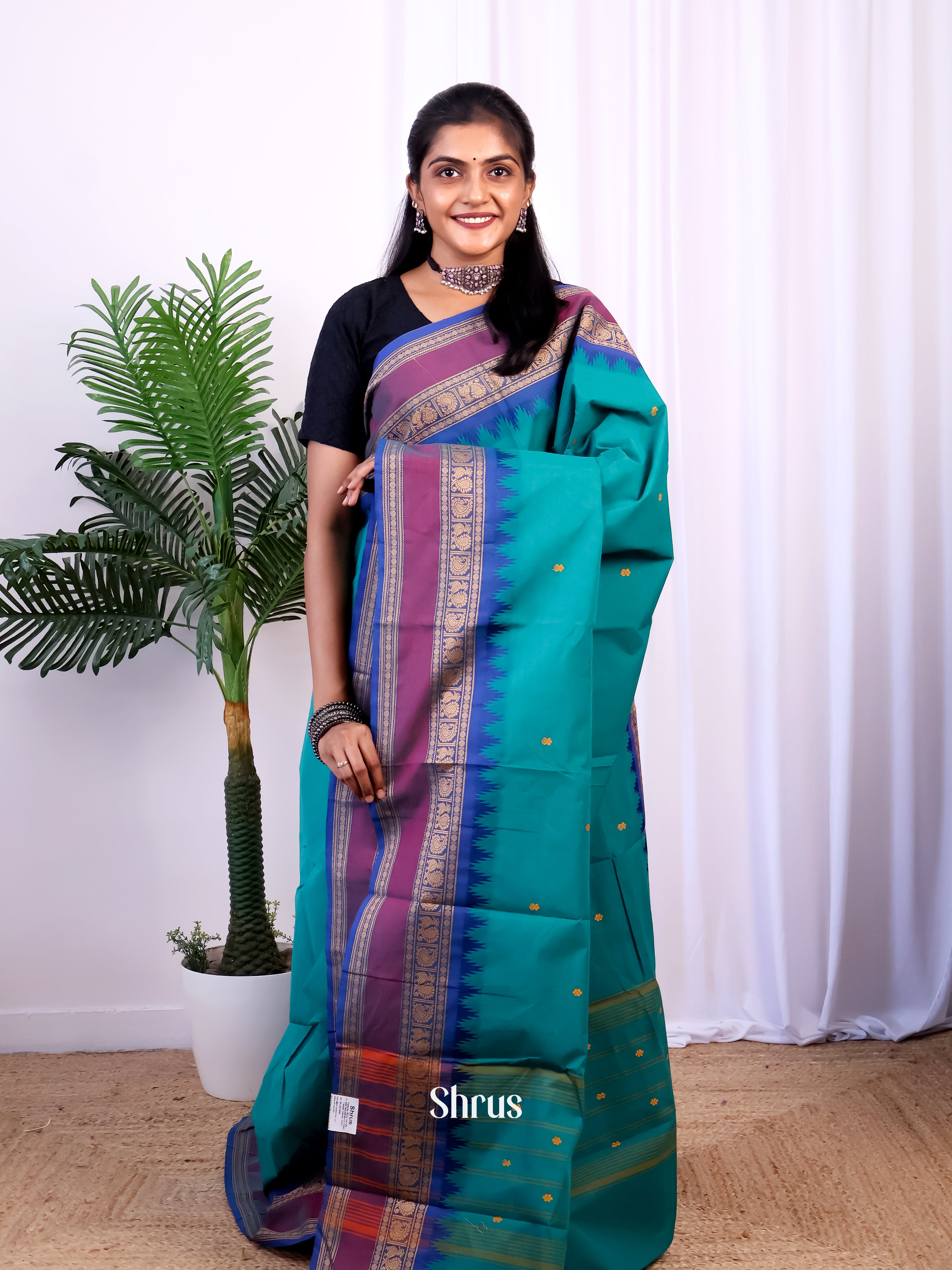 Teal & Blue - Chettinad Cotton Saree