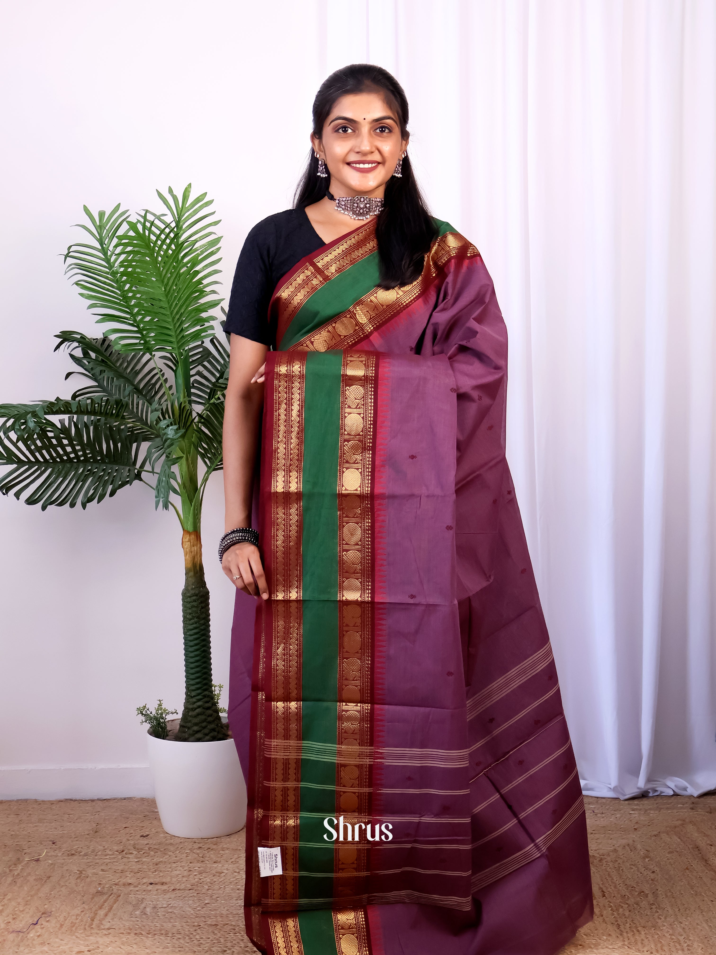 Purple & Maroon - Chettinad Cotton Saree