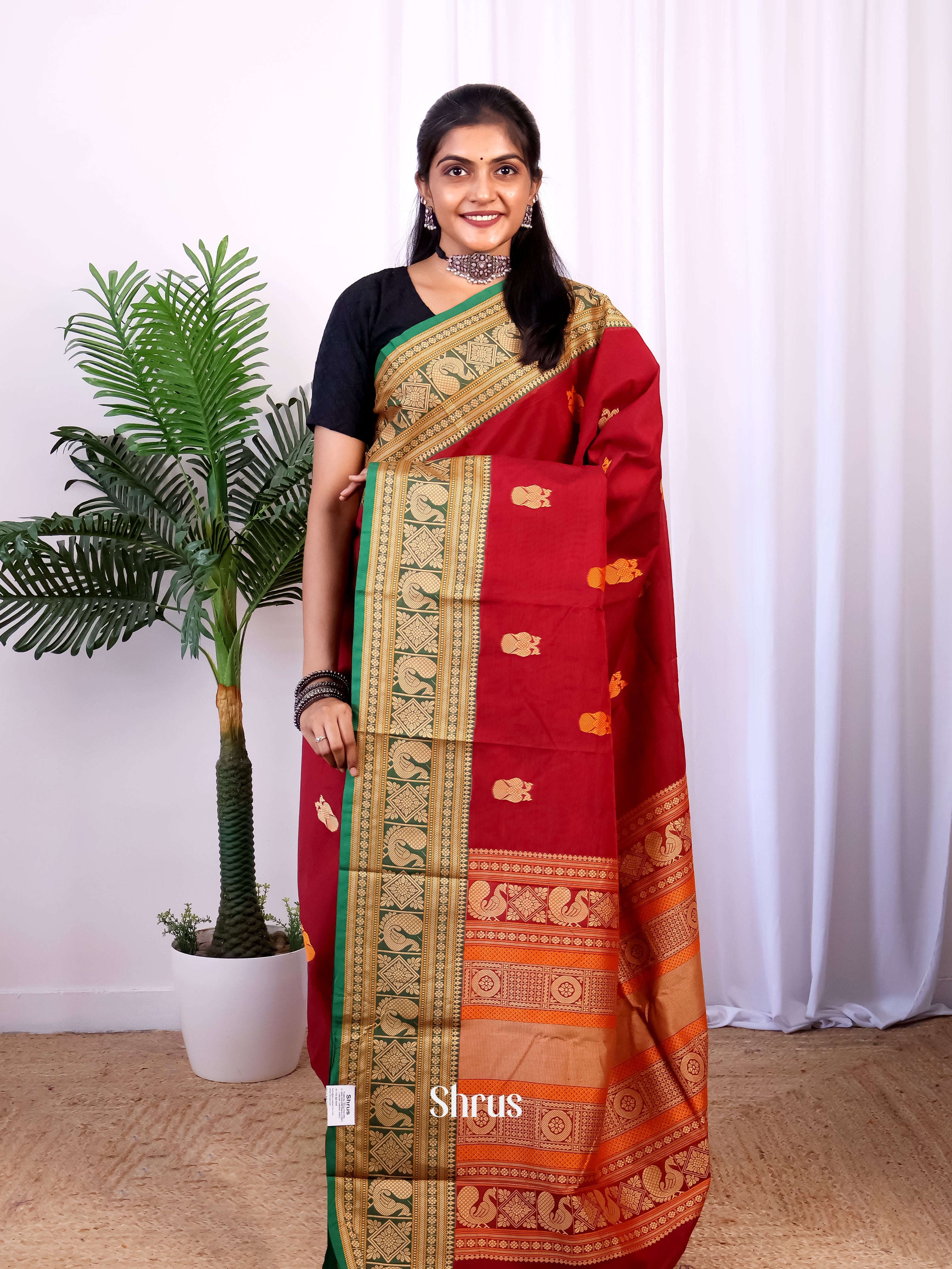 Red & Green - Chettinad Cotton Saree