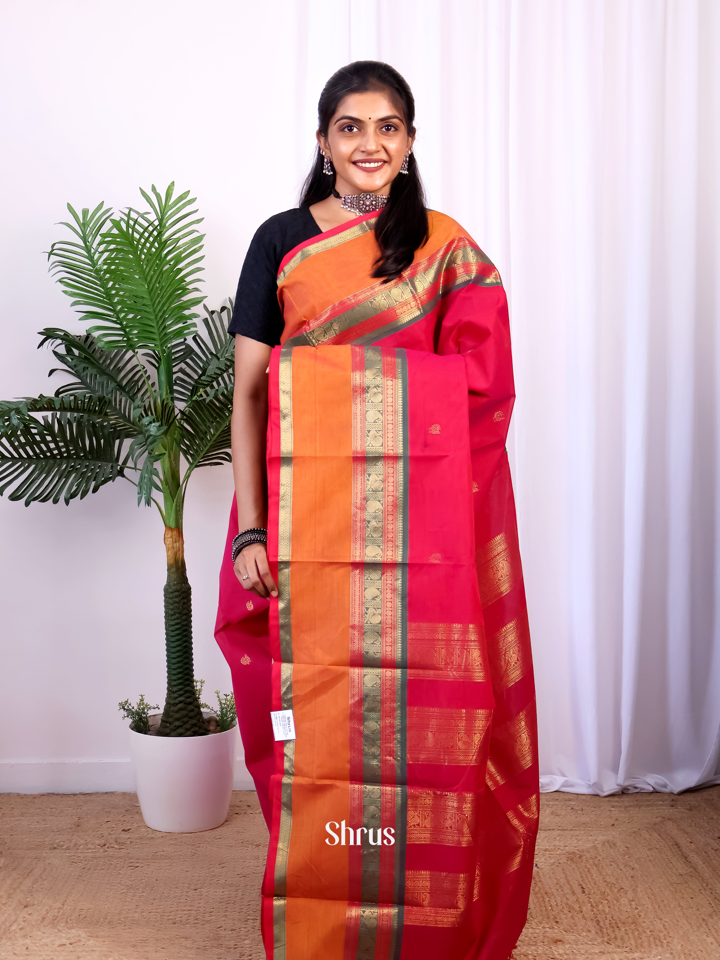 Pink & Green- Chettinad Cotton Saree