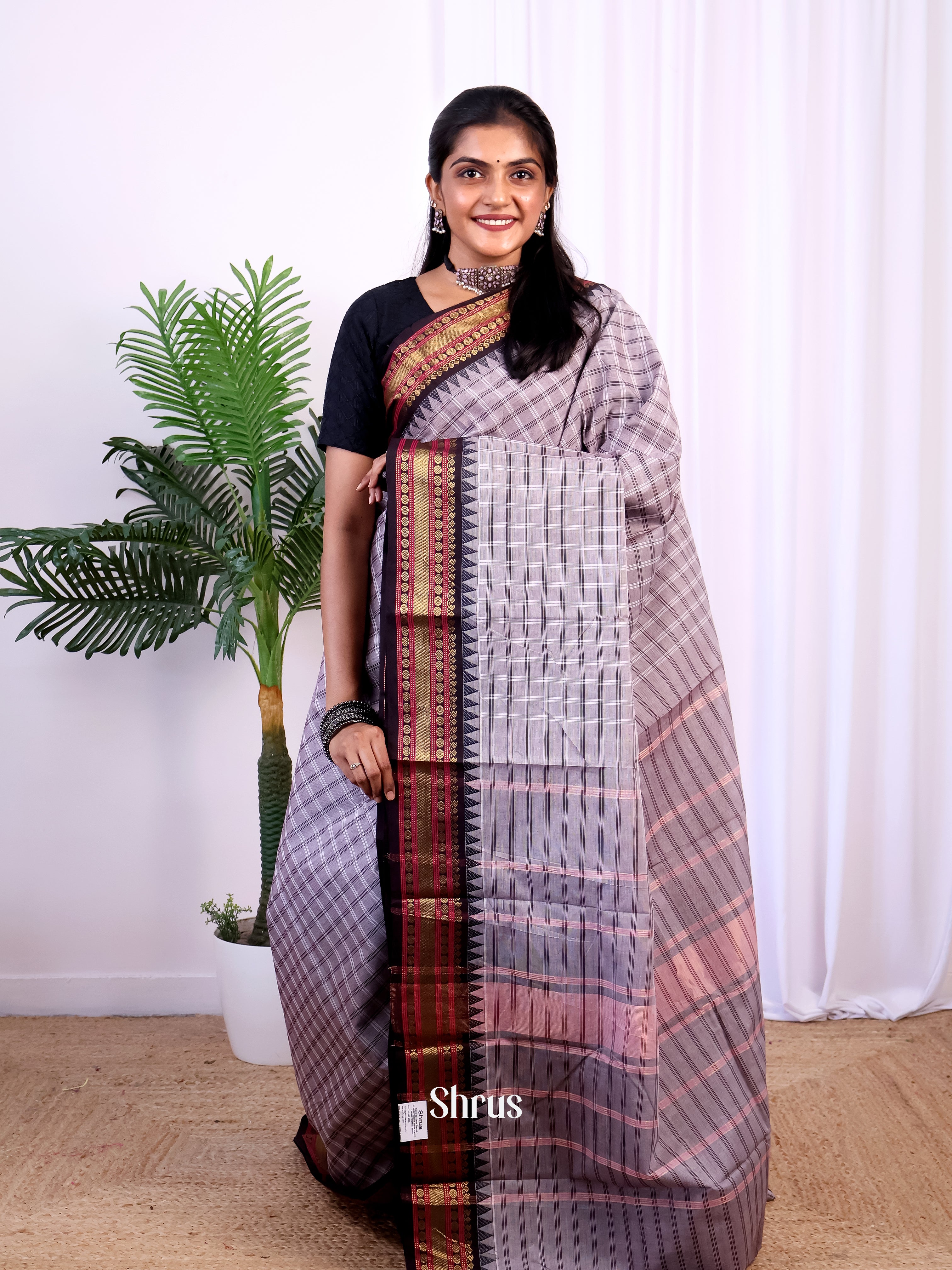 Purple & Black- Chettinad Cotton Saree