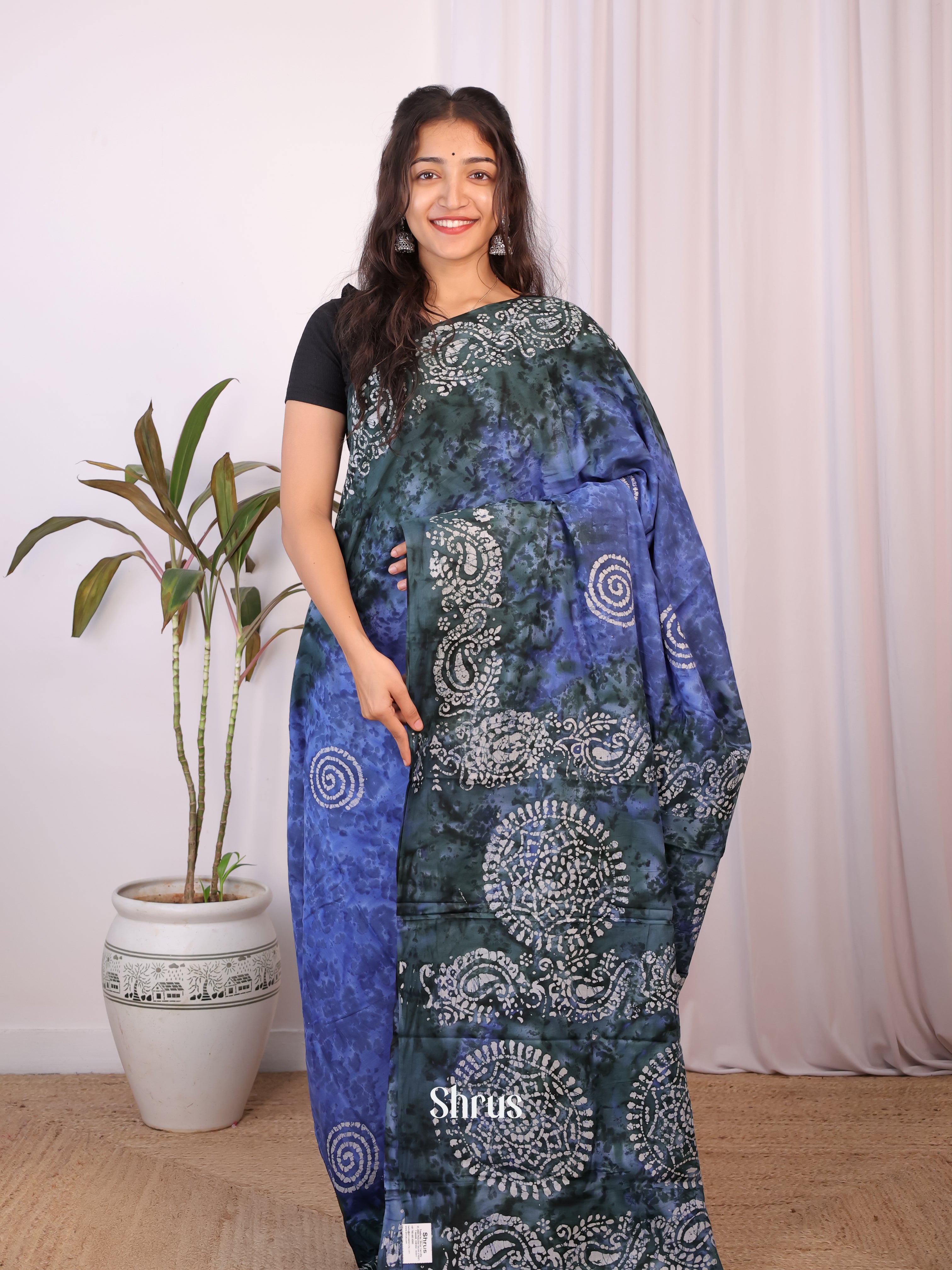 Blue & Grey- Cotton Saree