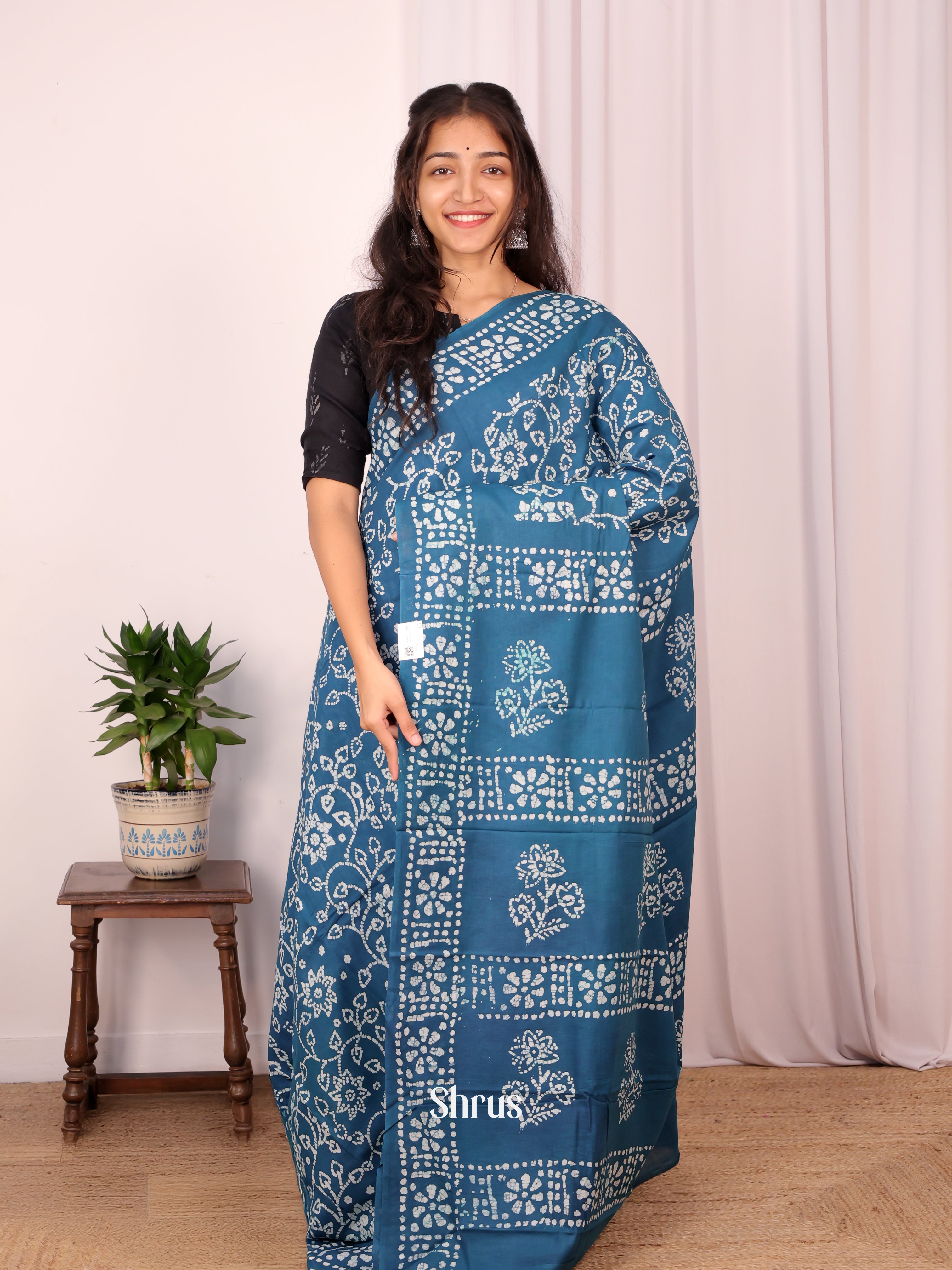 Blue - Cotton Saree