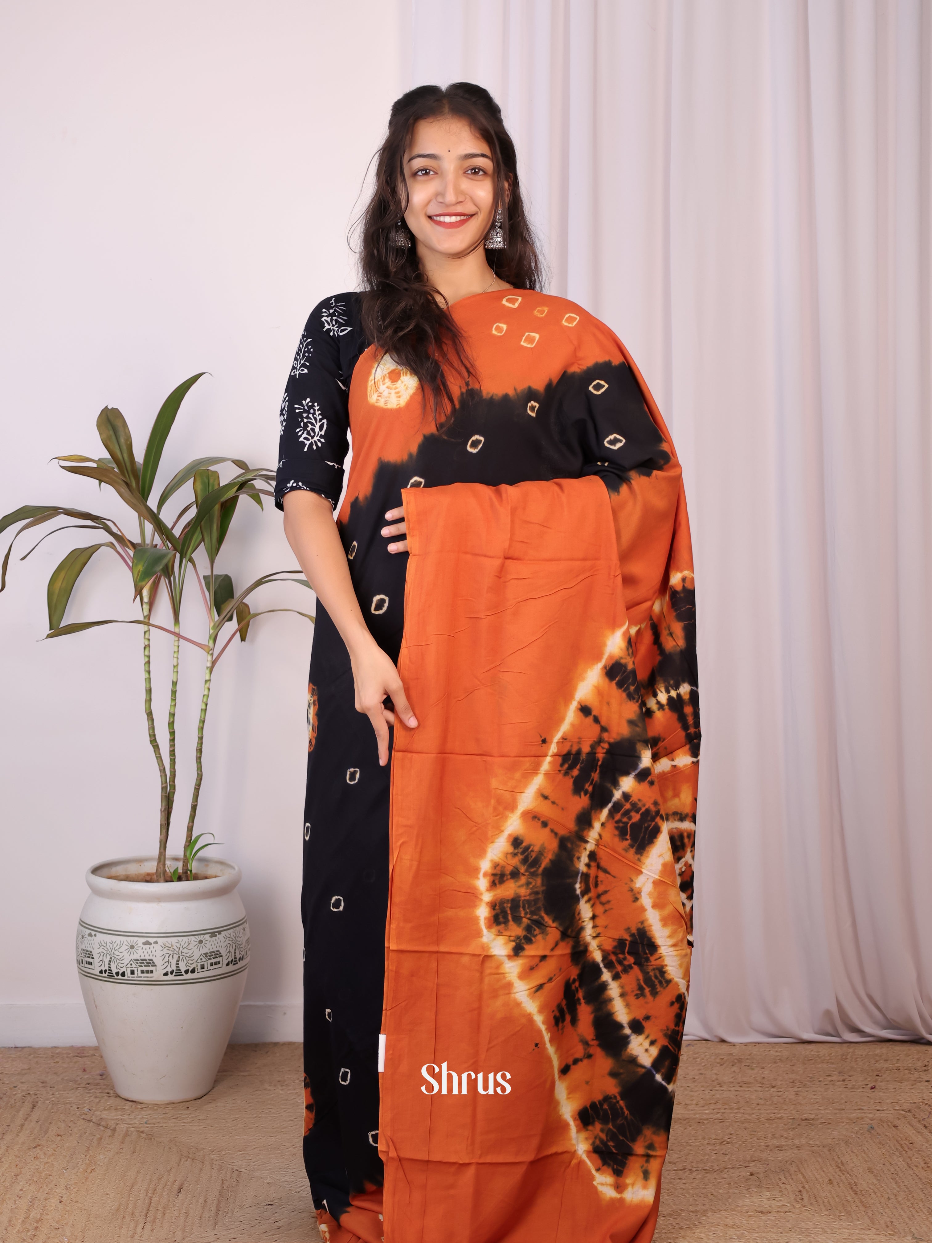 Black & Brick - Cotton Saree