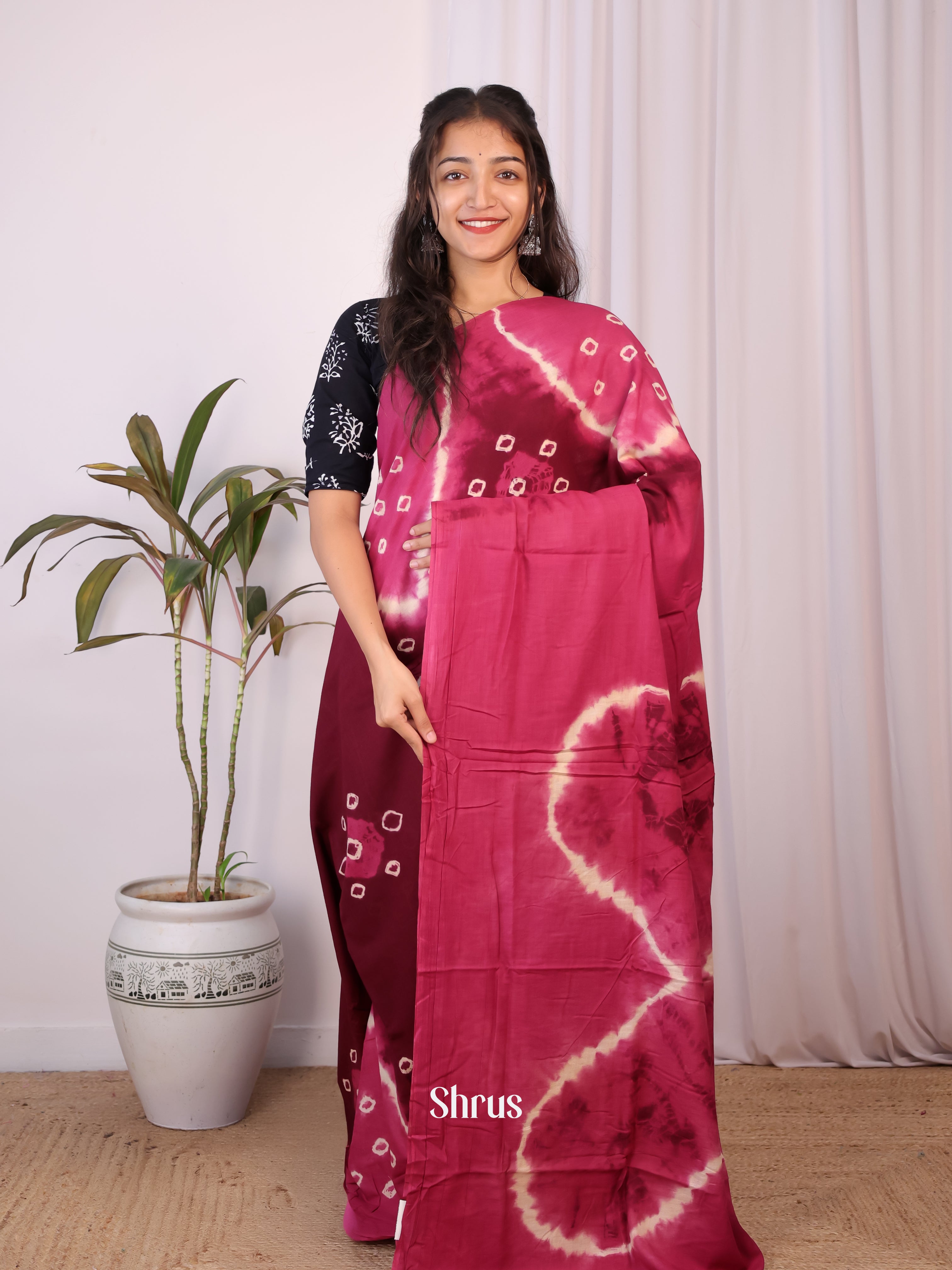 Purple - Cotton Saree