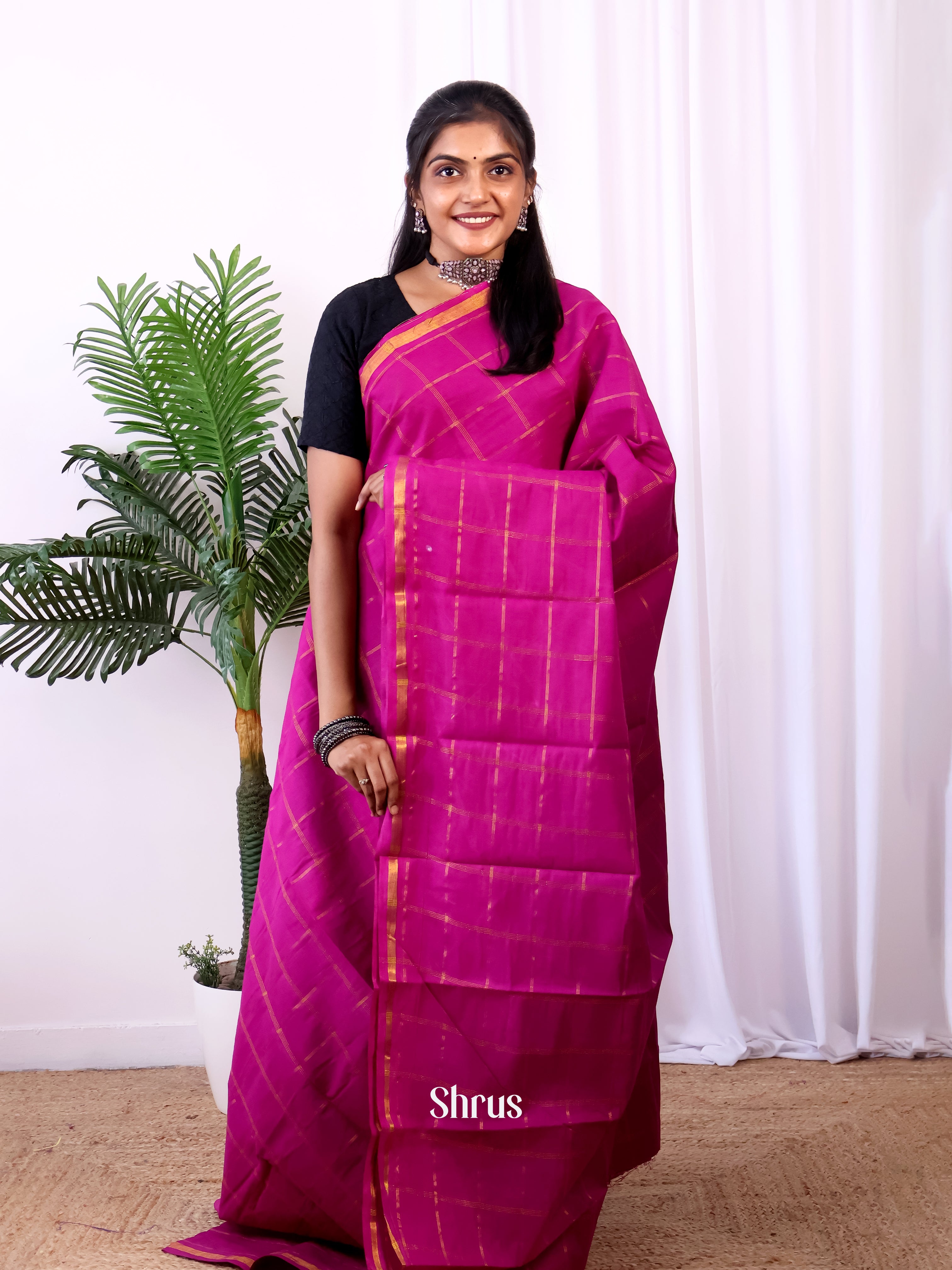 Majenta - Sungudi Cotton Saree