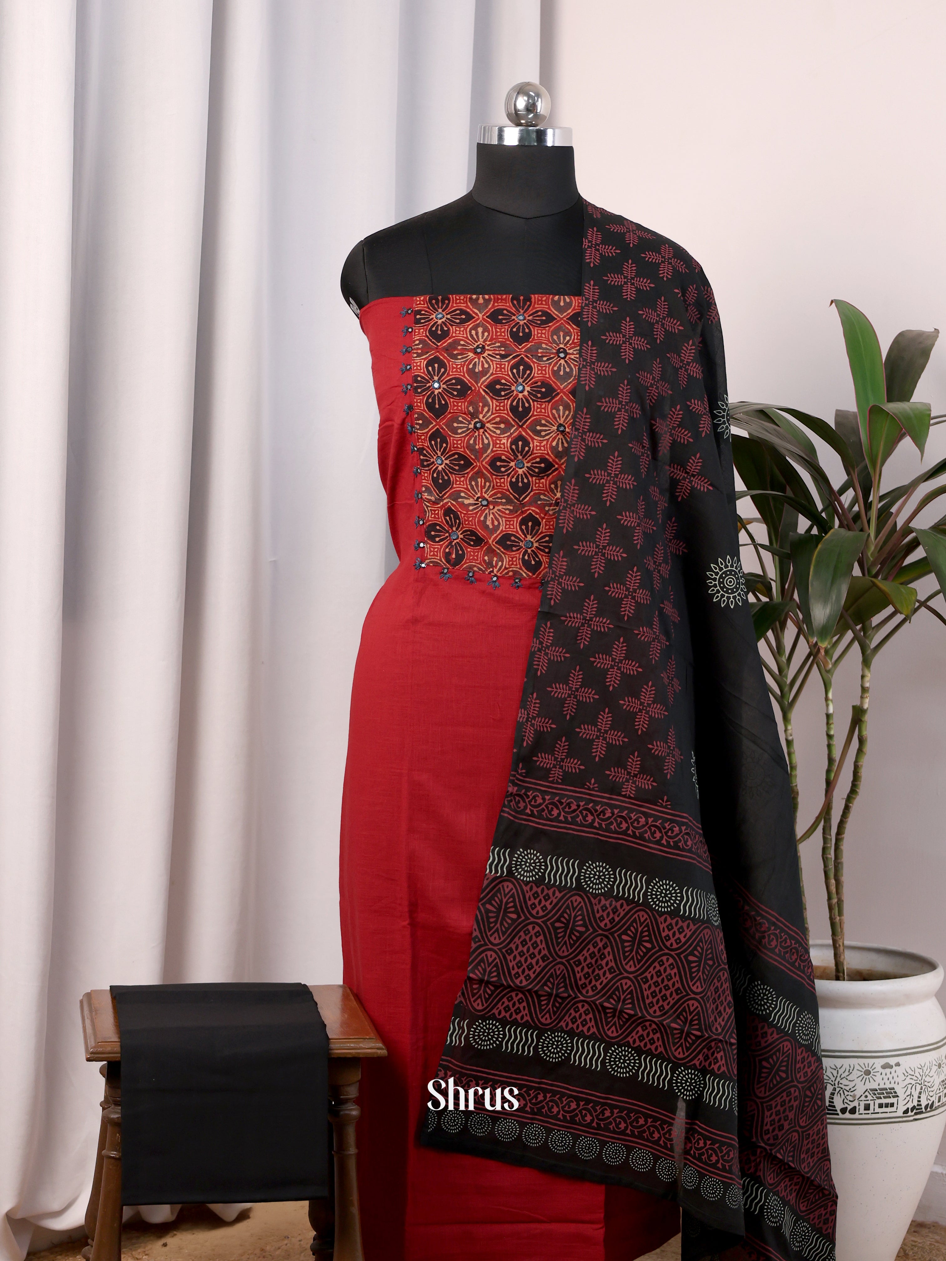 Red & Black - Cotton salwar