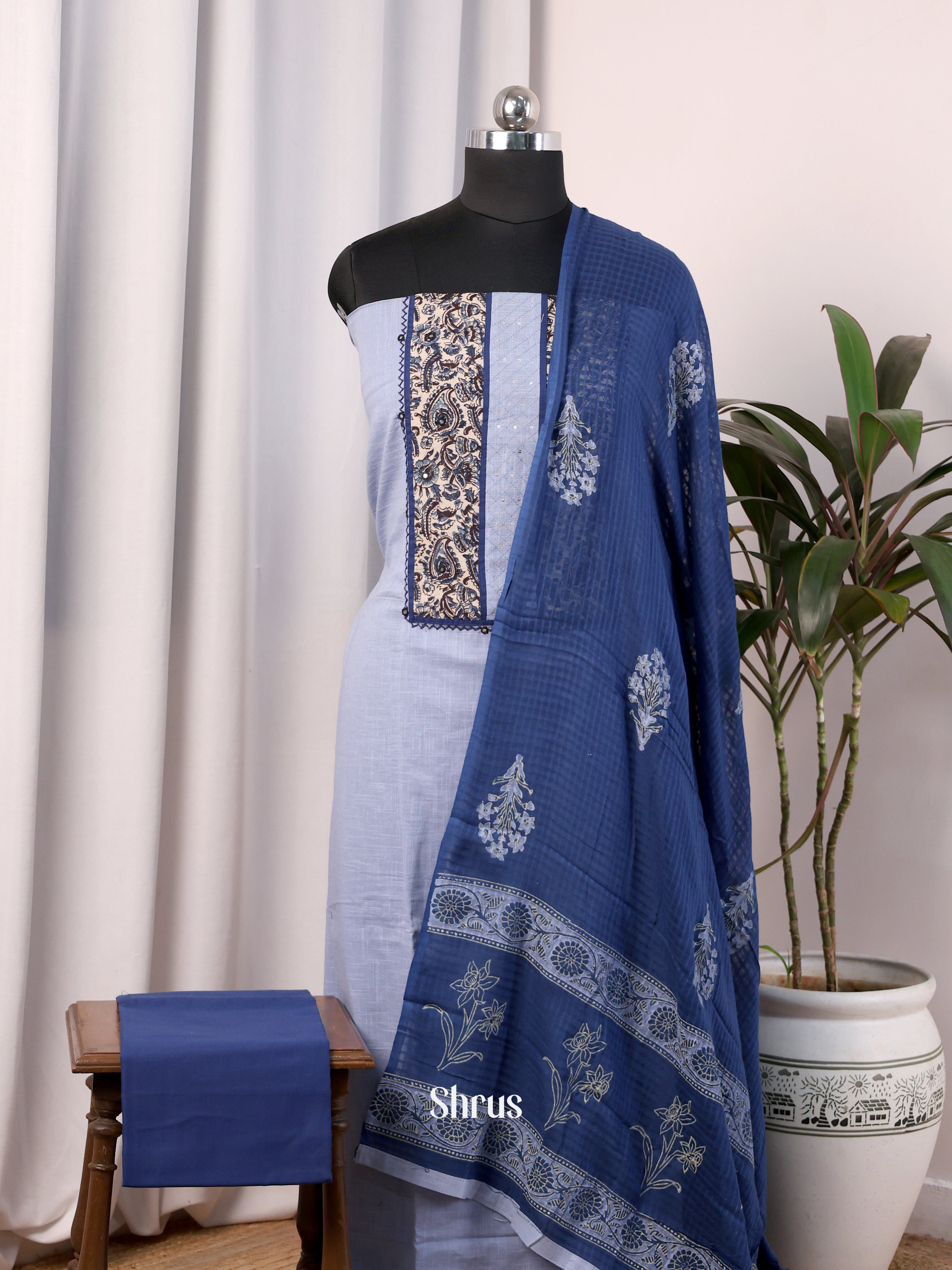 Lite Blue & Blue - Cotton salwar