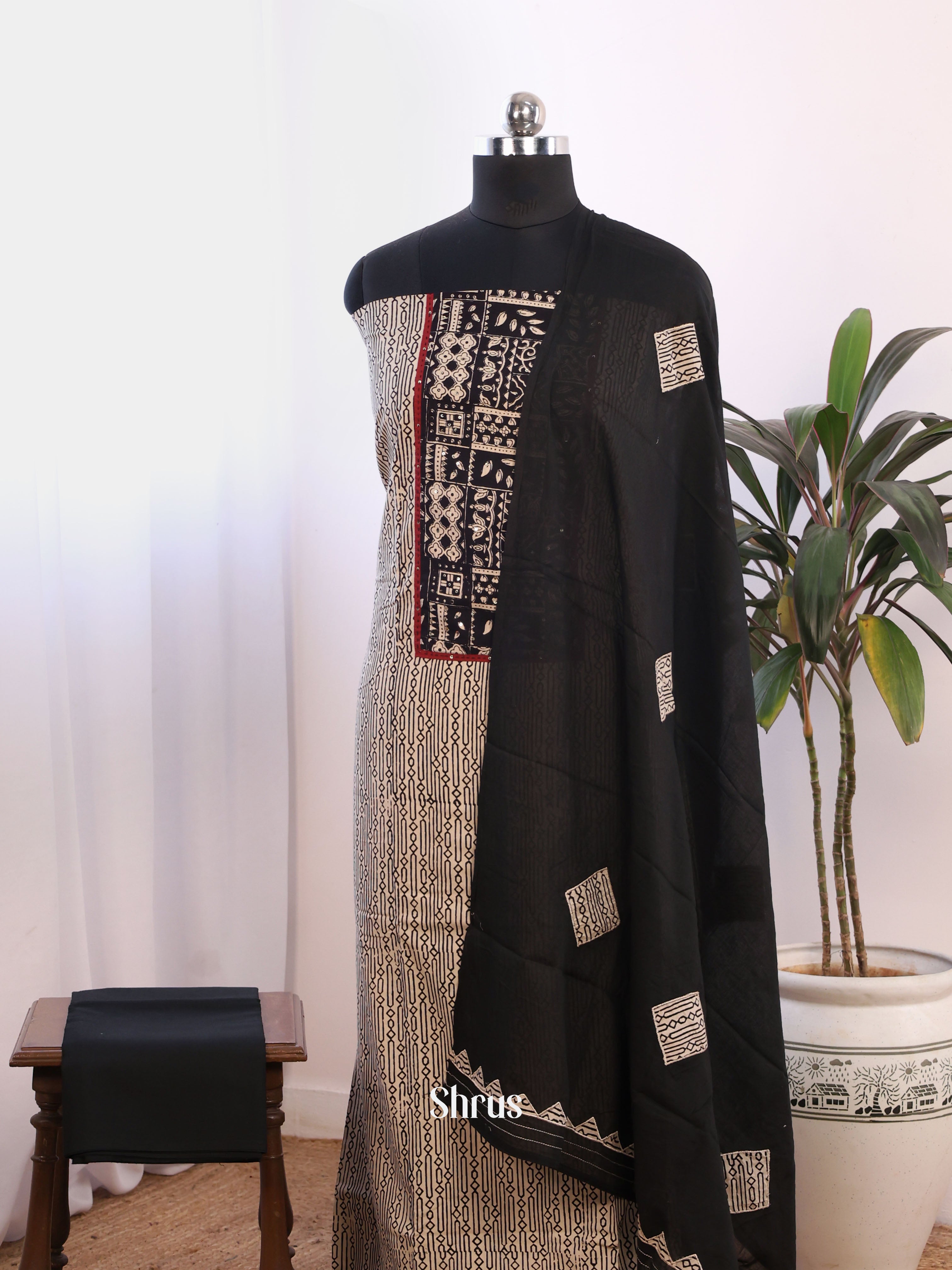 Grey & Black - Cotton salwar