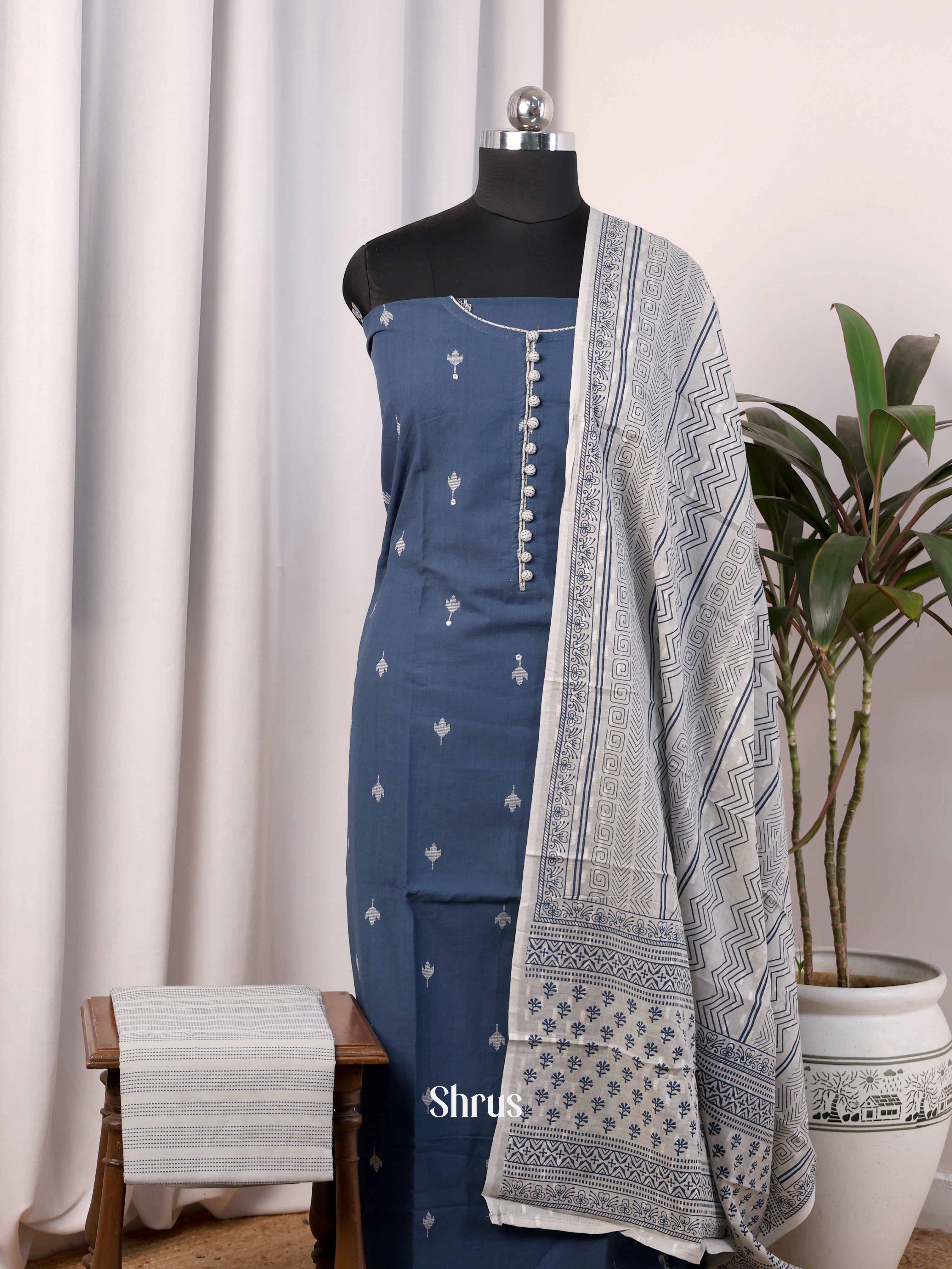 Blue & Grey- Cotton salwar