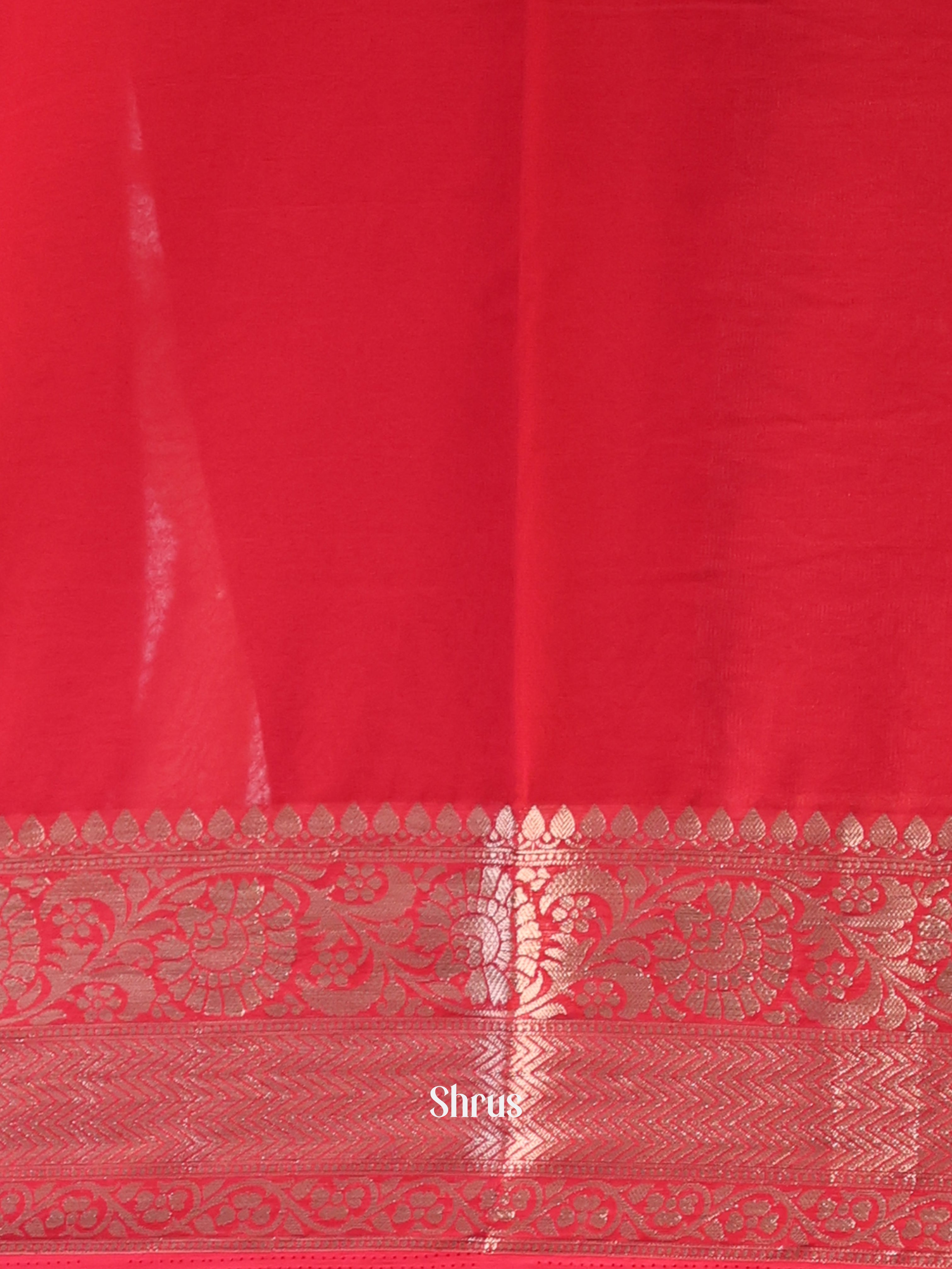 Red - Semi Mysoresilk Saree