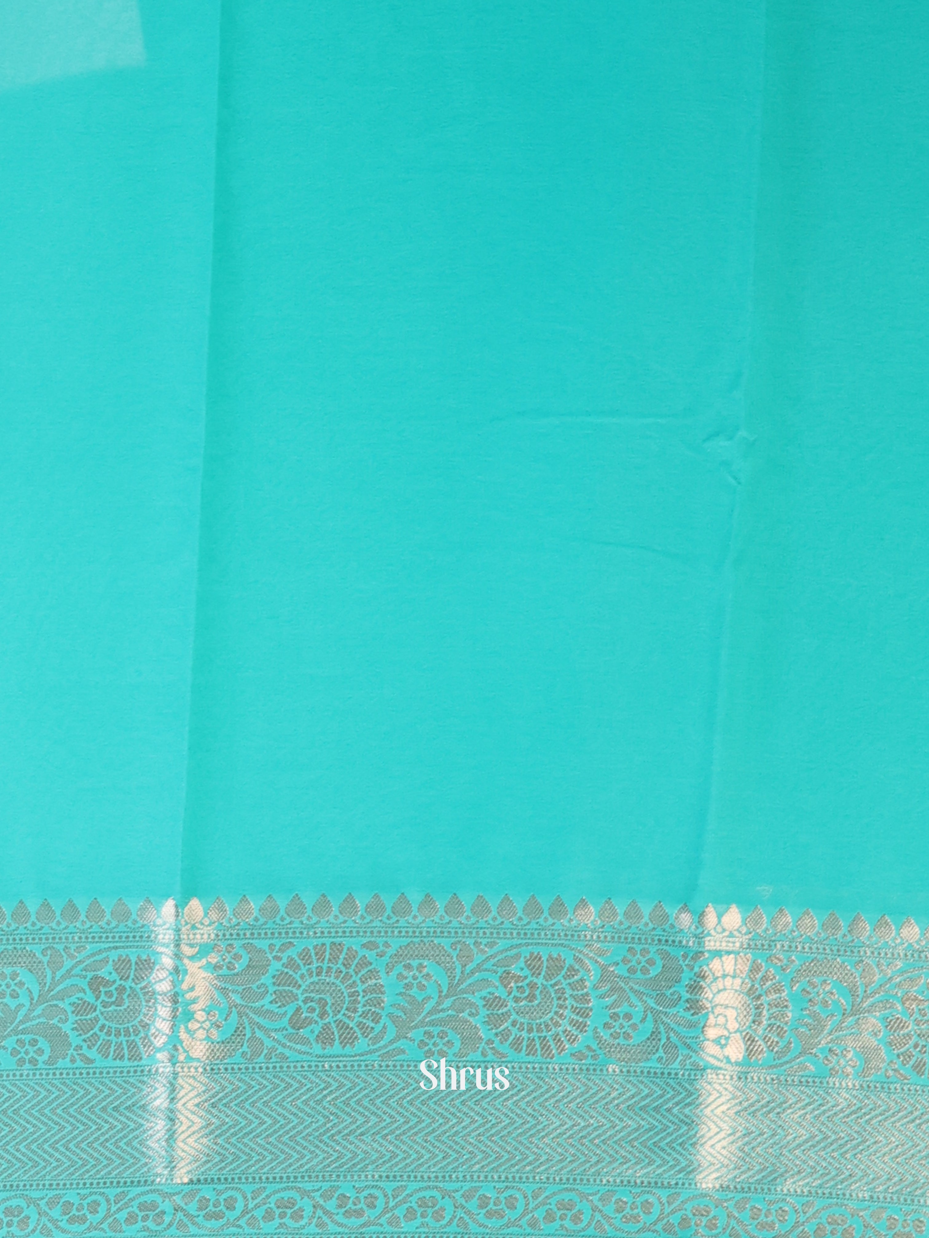 Teal - Semi Mysoresilk Saree - Shop on Shrus.com
