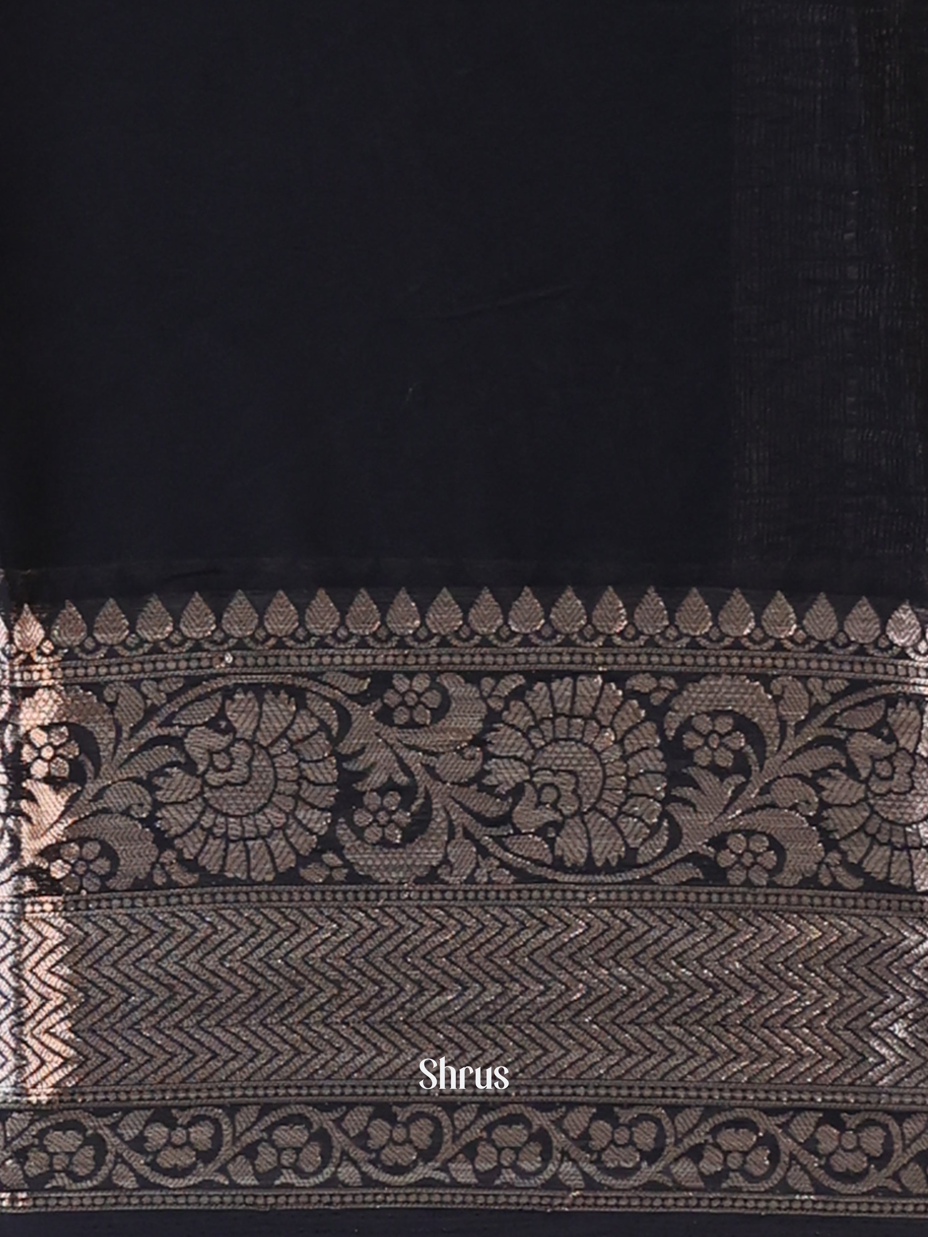 Black - Semi Mysoresilk Saree