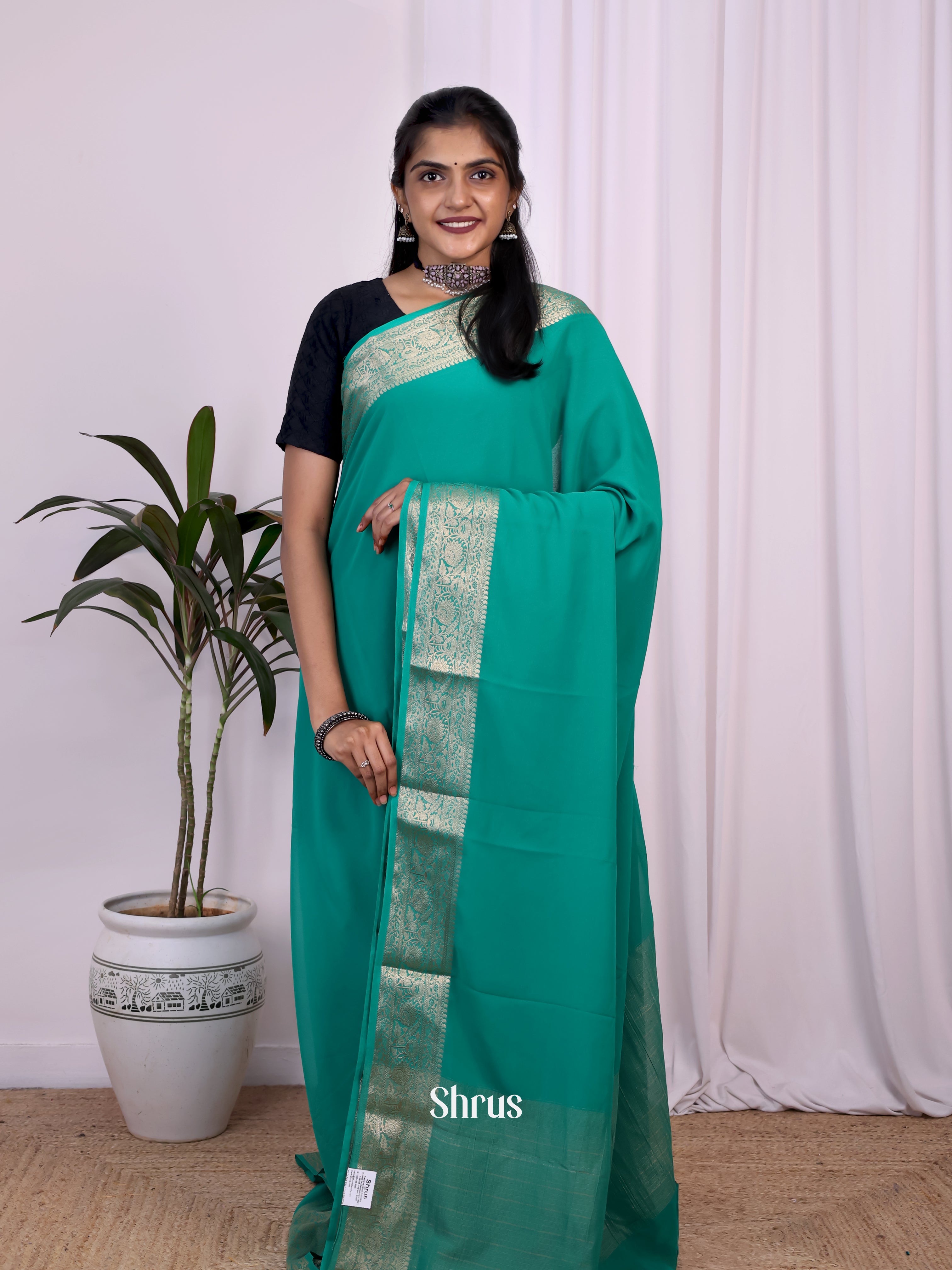 Green- Semi Mysoresilk Saree