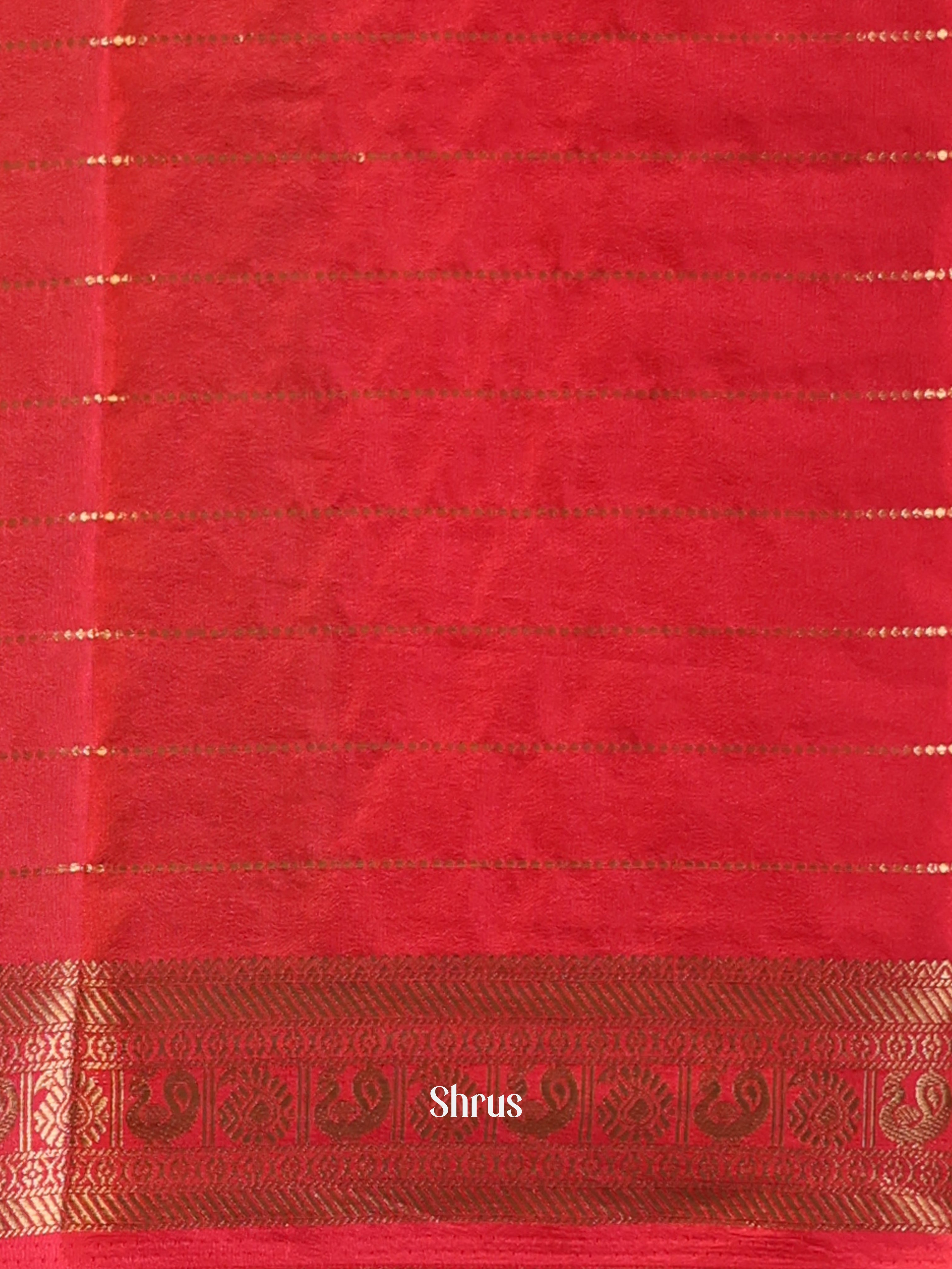 Green & Red - Semi Mysoresilk Saree