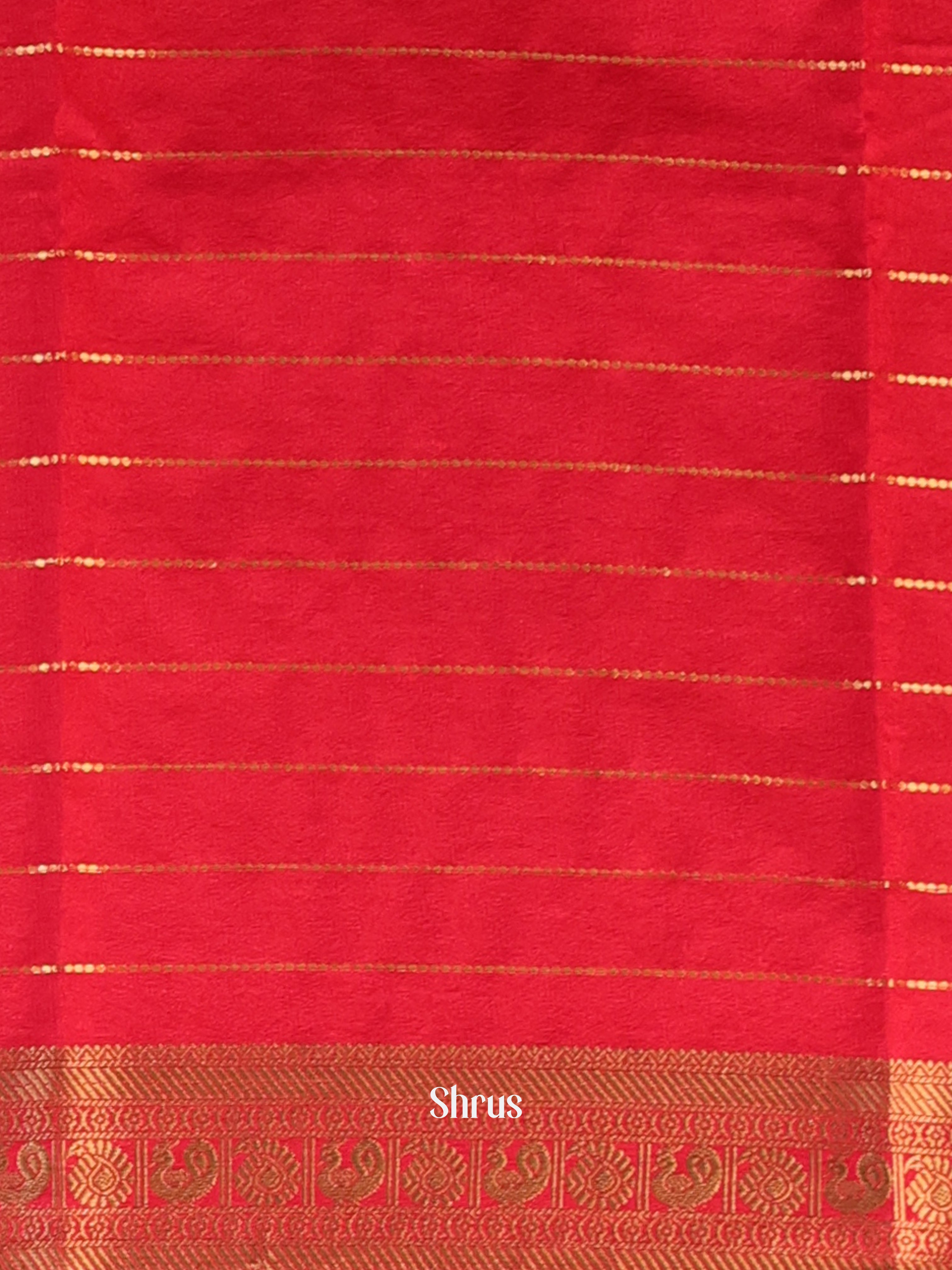 Green & Red - Semi Mysoresilk Saree