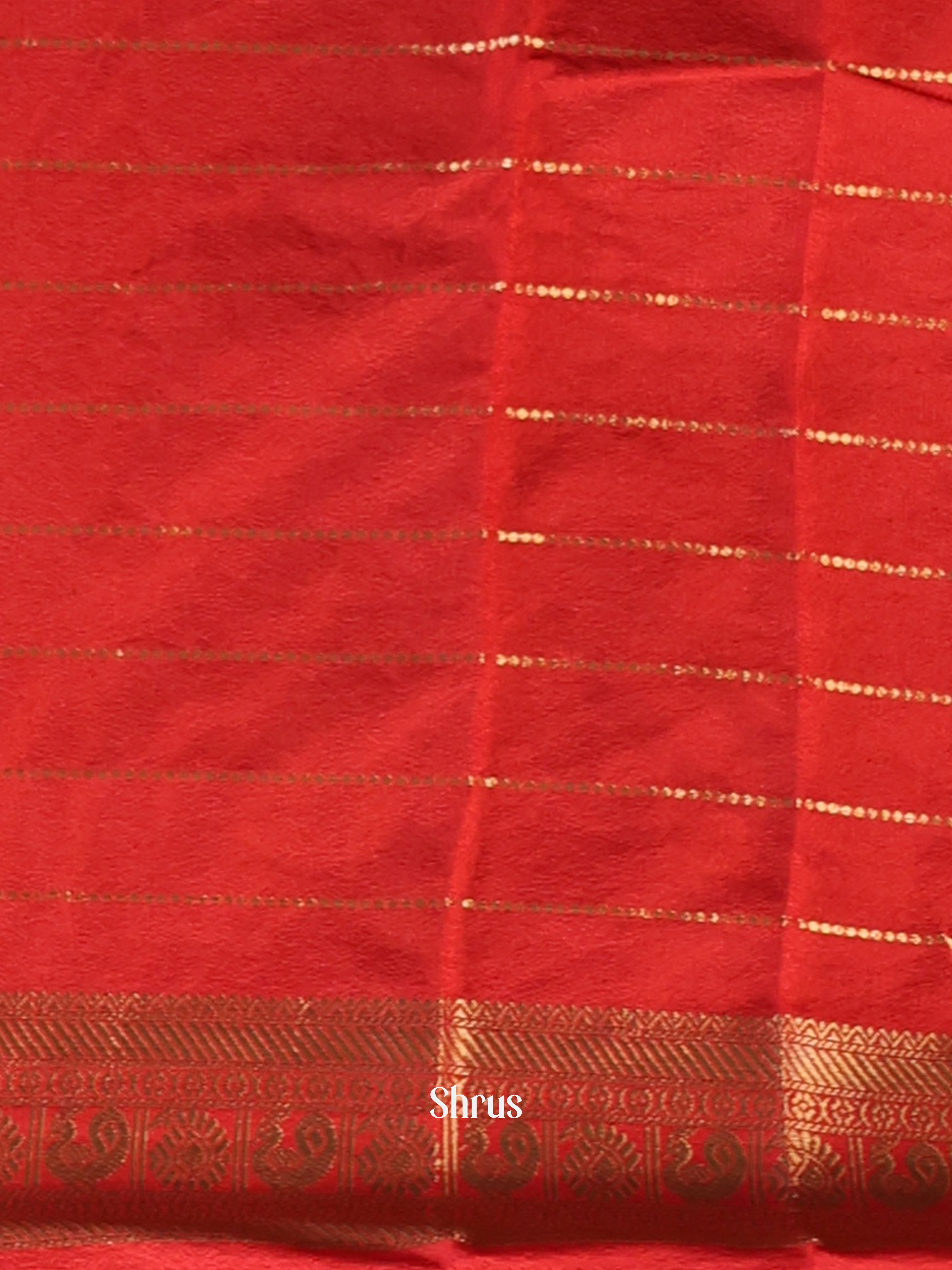 Brown  & Red - Semi Mysoresilk Saree