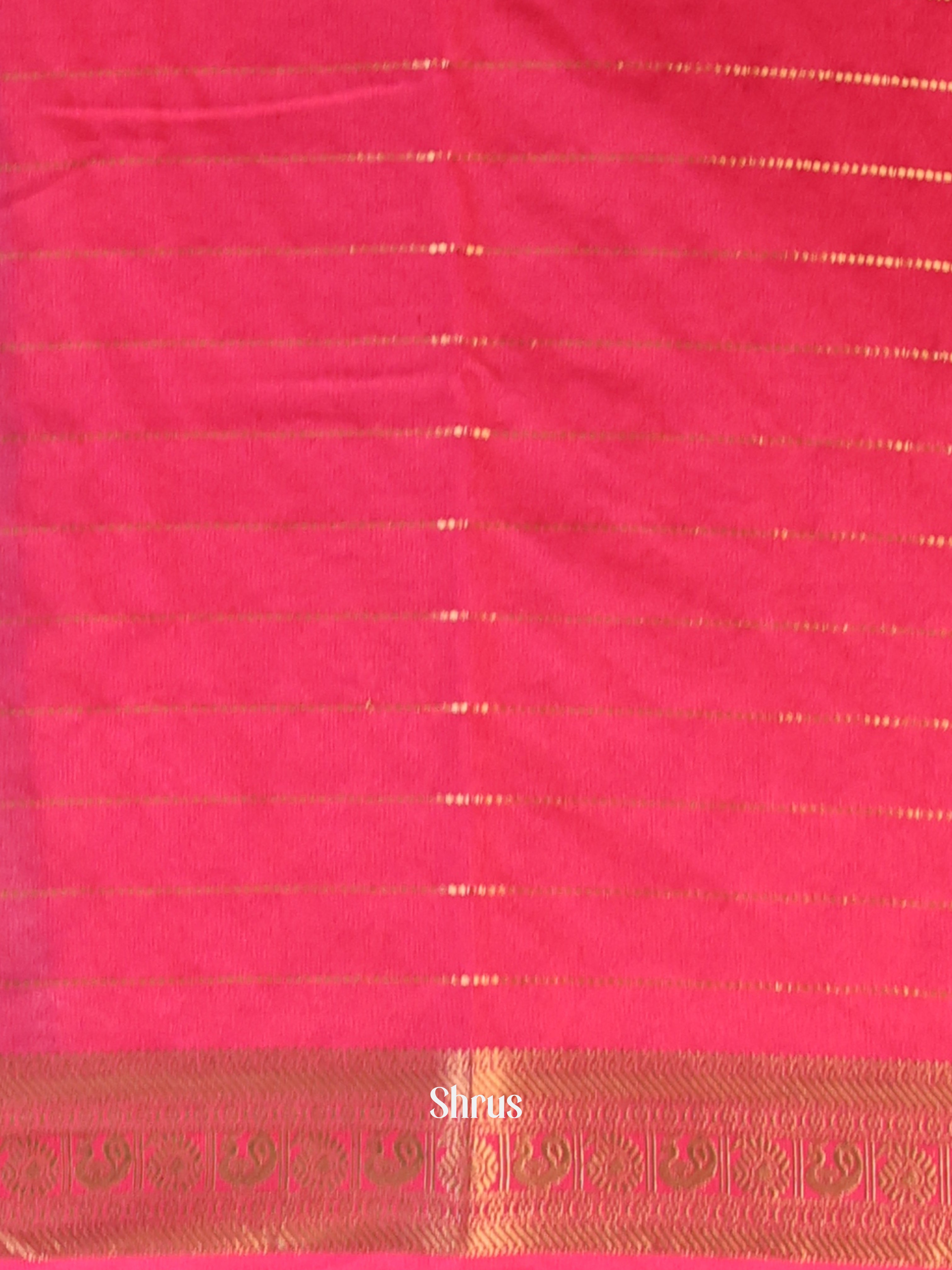 Teal & Pink - Semi Mysoresilk Saree