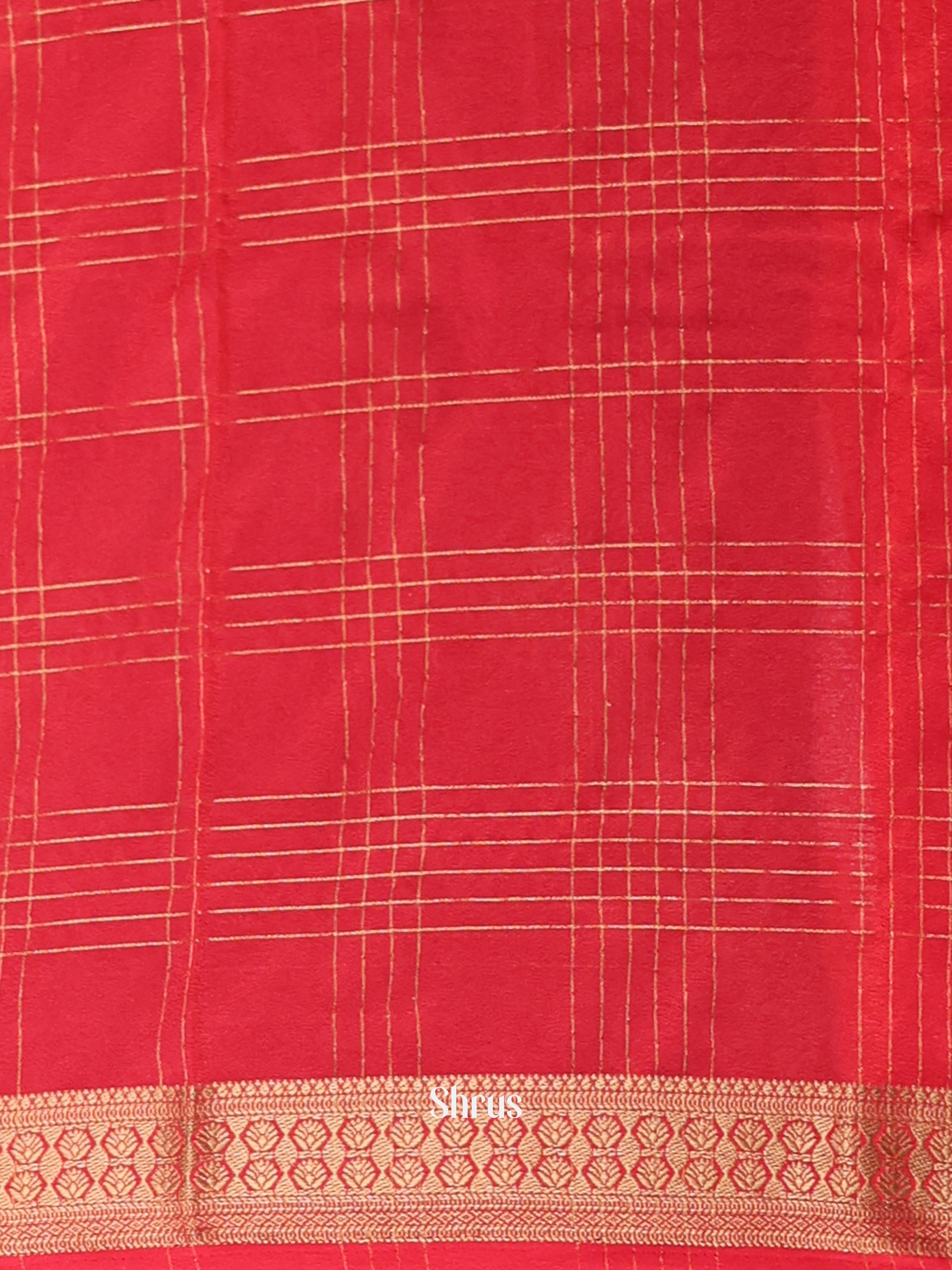 Brown & Red - Semi Mysoresilk Saree