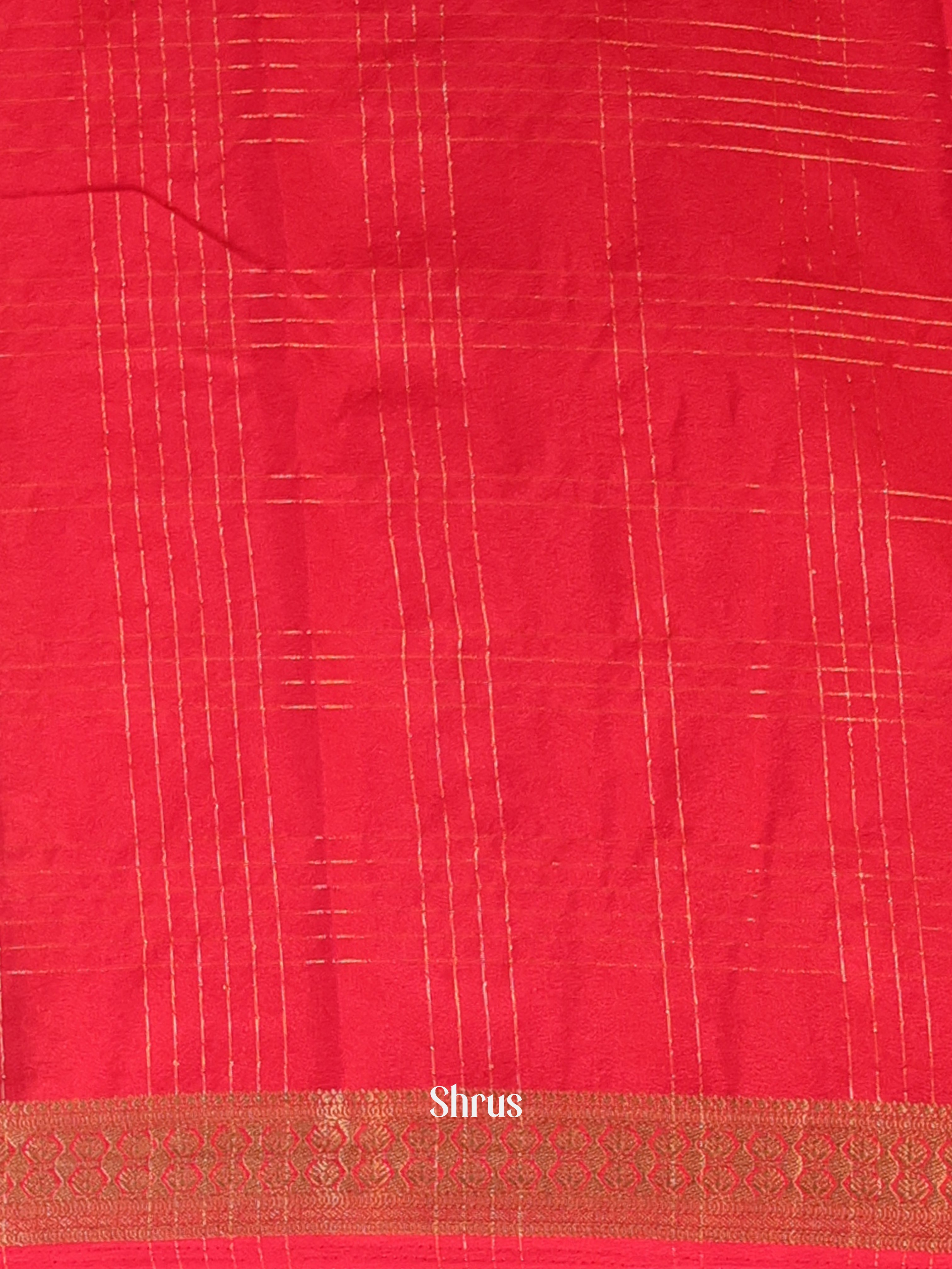 Green & Red - Semi Mysoresilk Saree