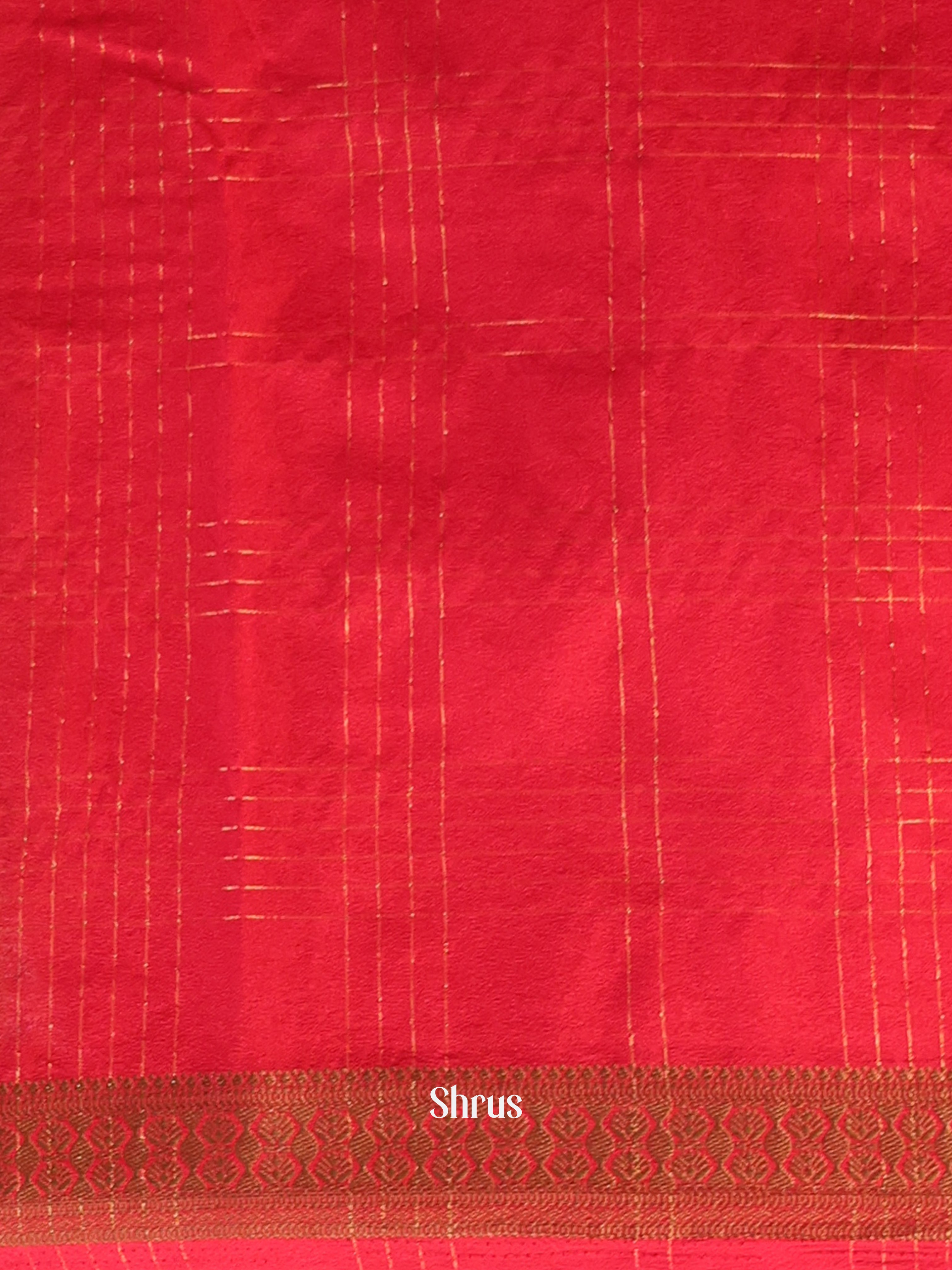 Green & Red - Semi Mysoresilk Saree