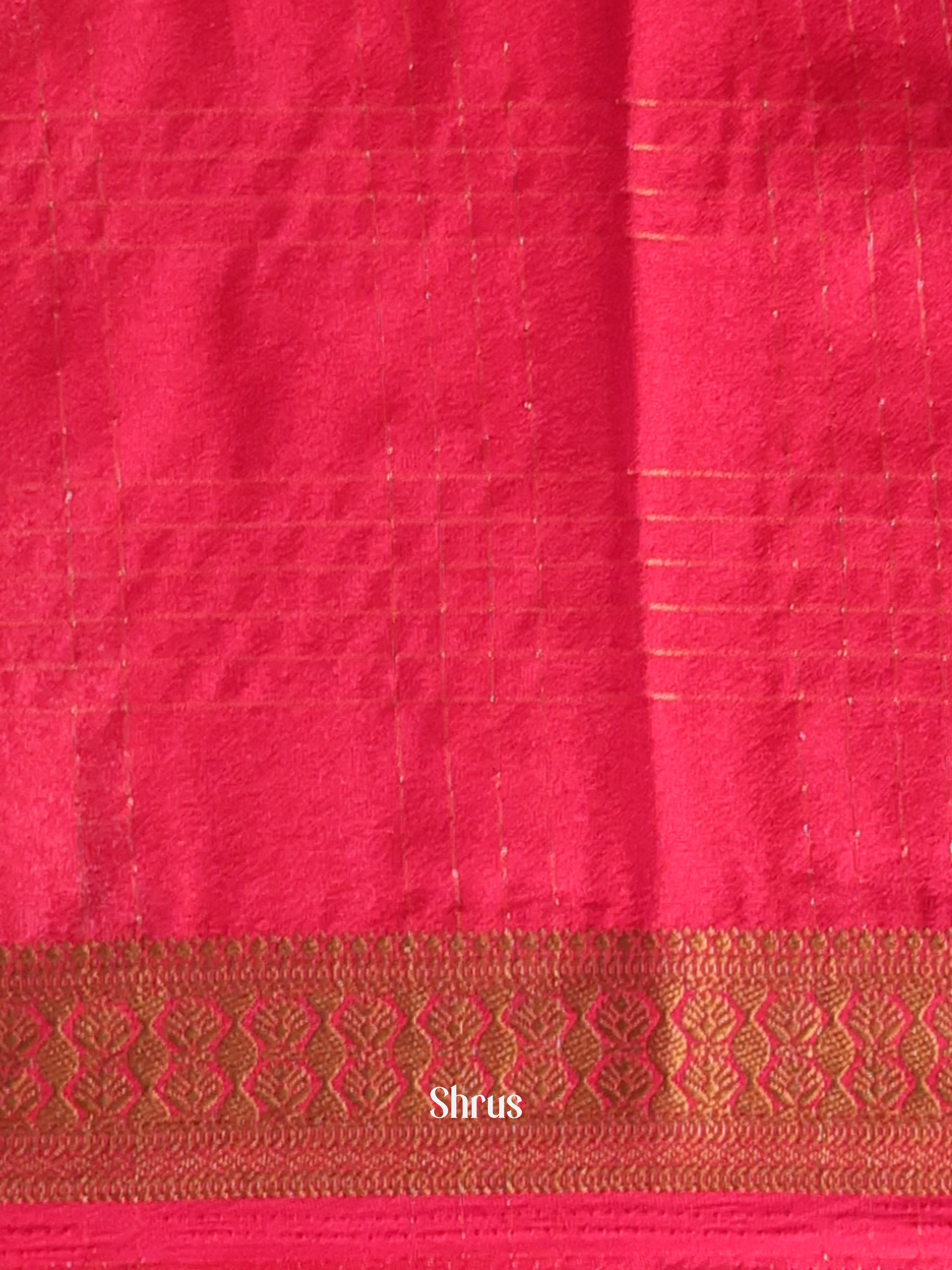 Green & Red - Semi Mysoresilk Saree