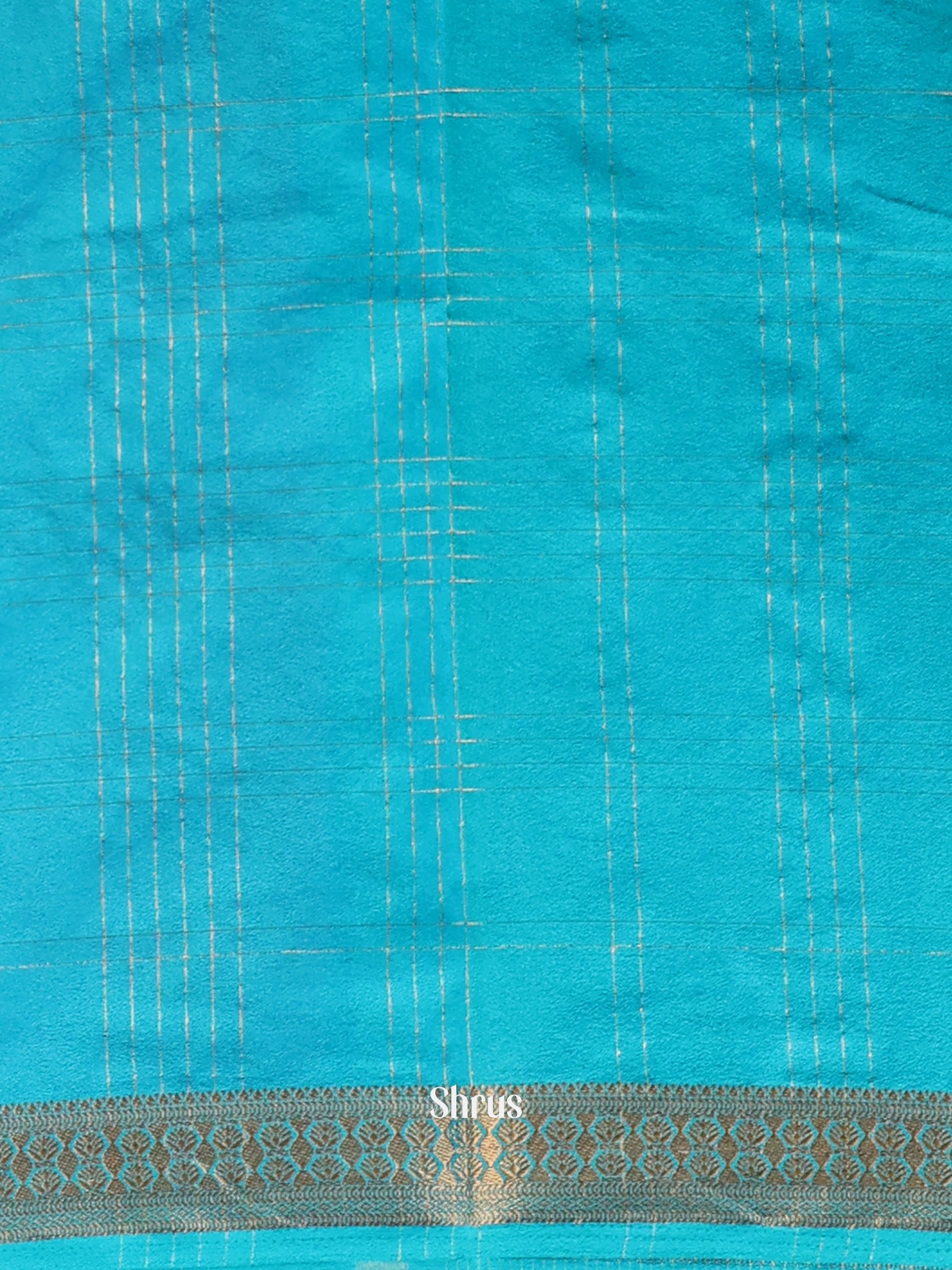 Pink & Teal - Semi Mysoresilk Saree