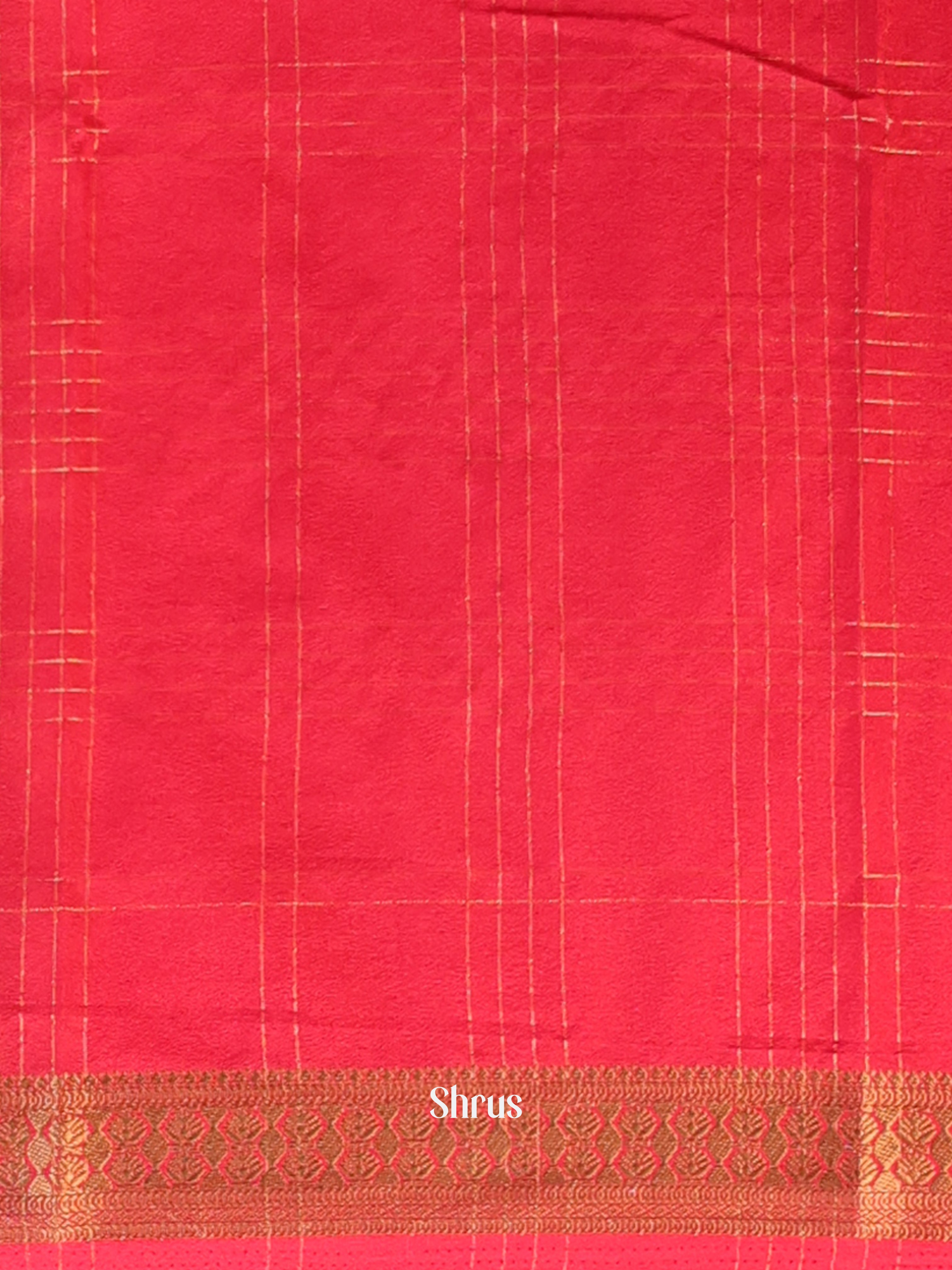 Green & Red - Semi Mysoresilk Saree