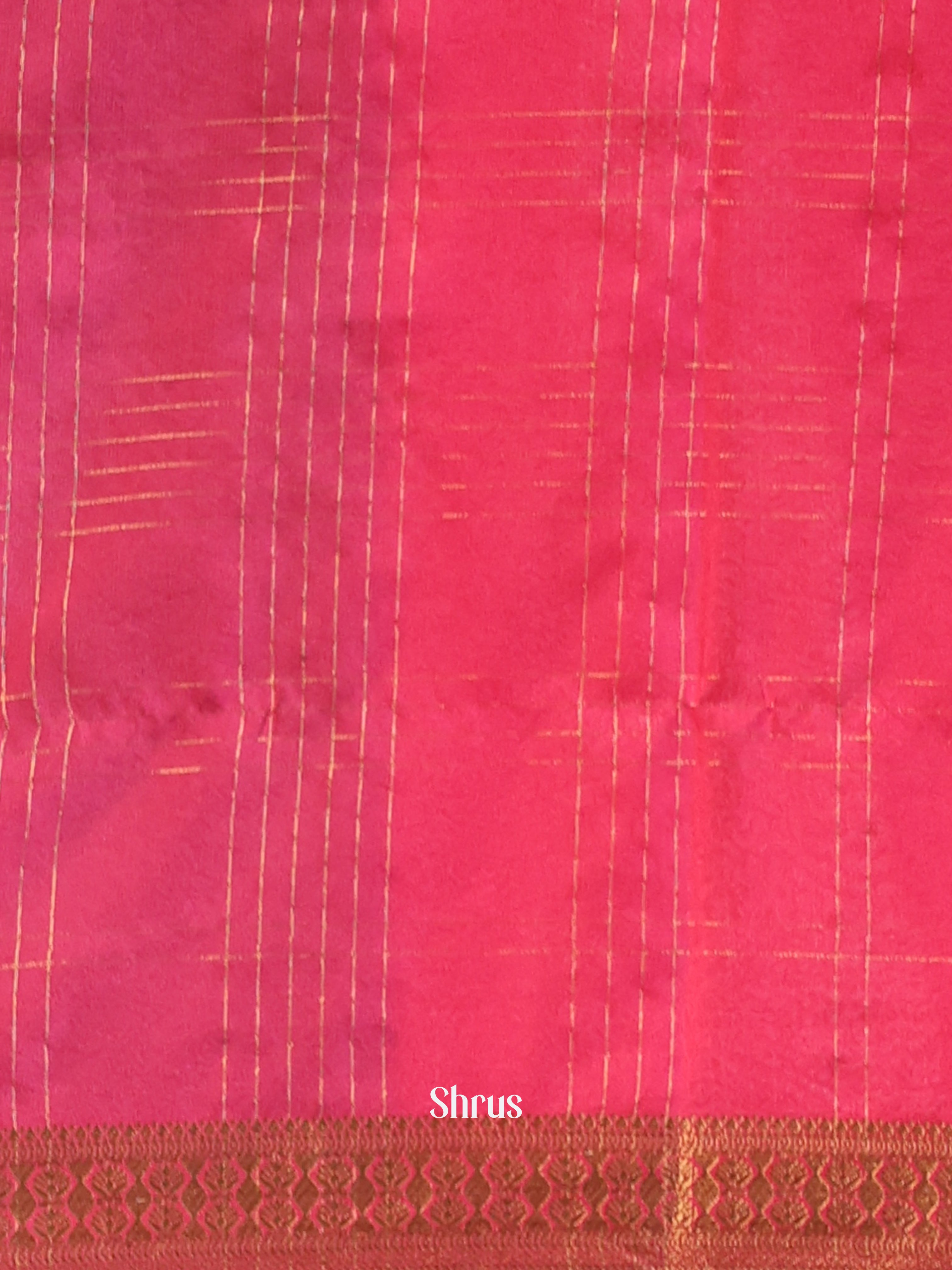 Green & Pink - Semi Mysoresilk Saree