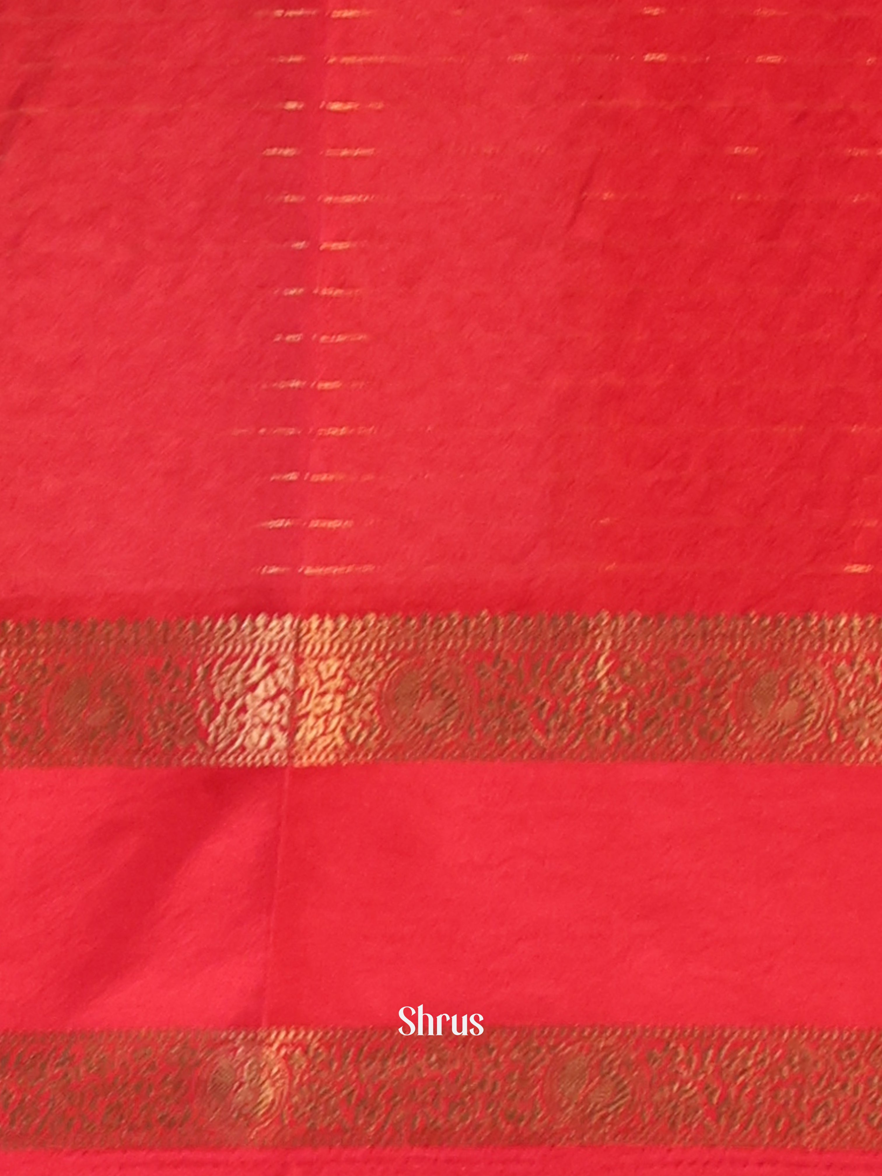 Cream & Red - Semi Mysoresilk Saree