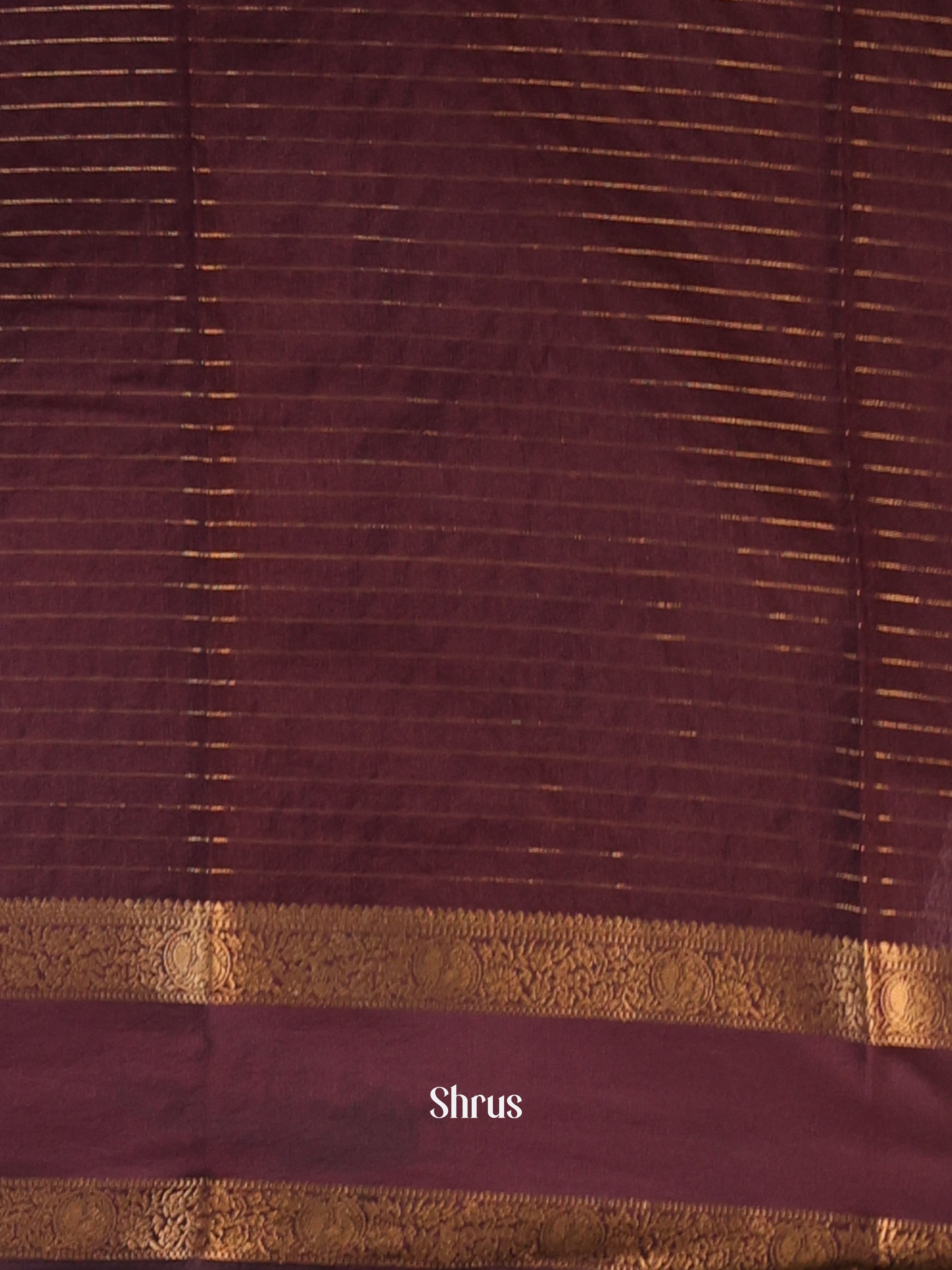 Red & Brown - Semi Mysoresilk Saree