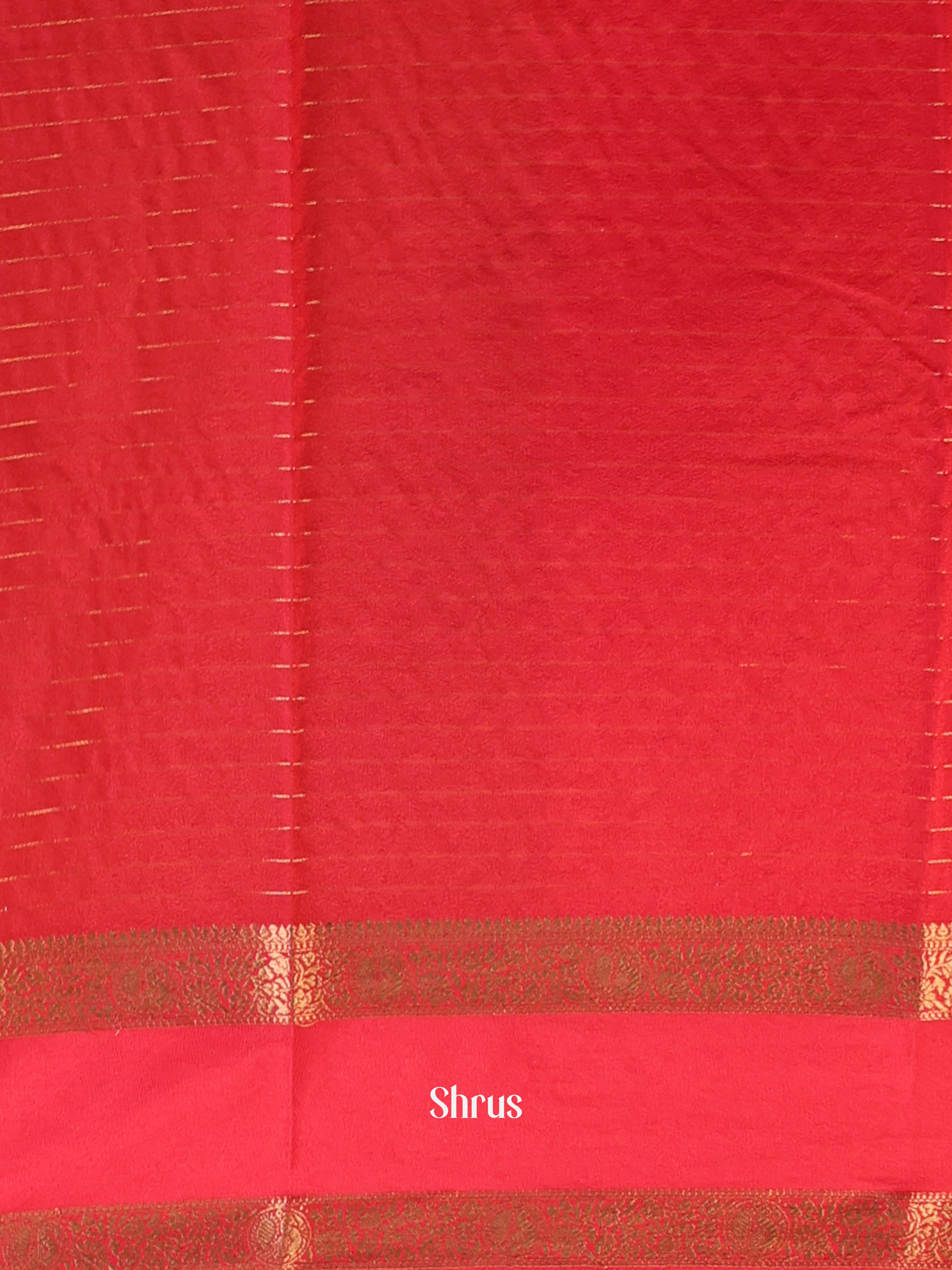 Green & Red - Semi Mysoresilk Saree