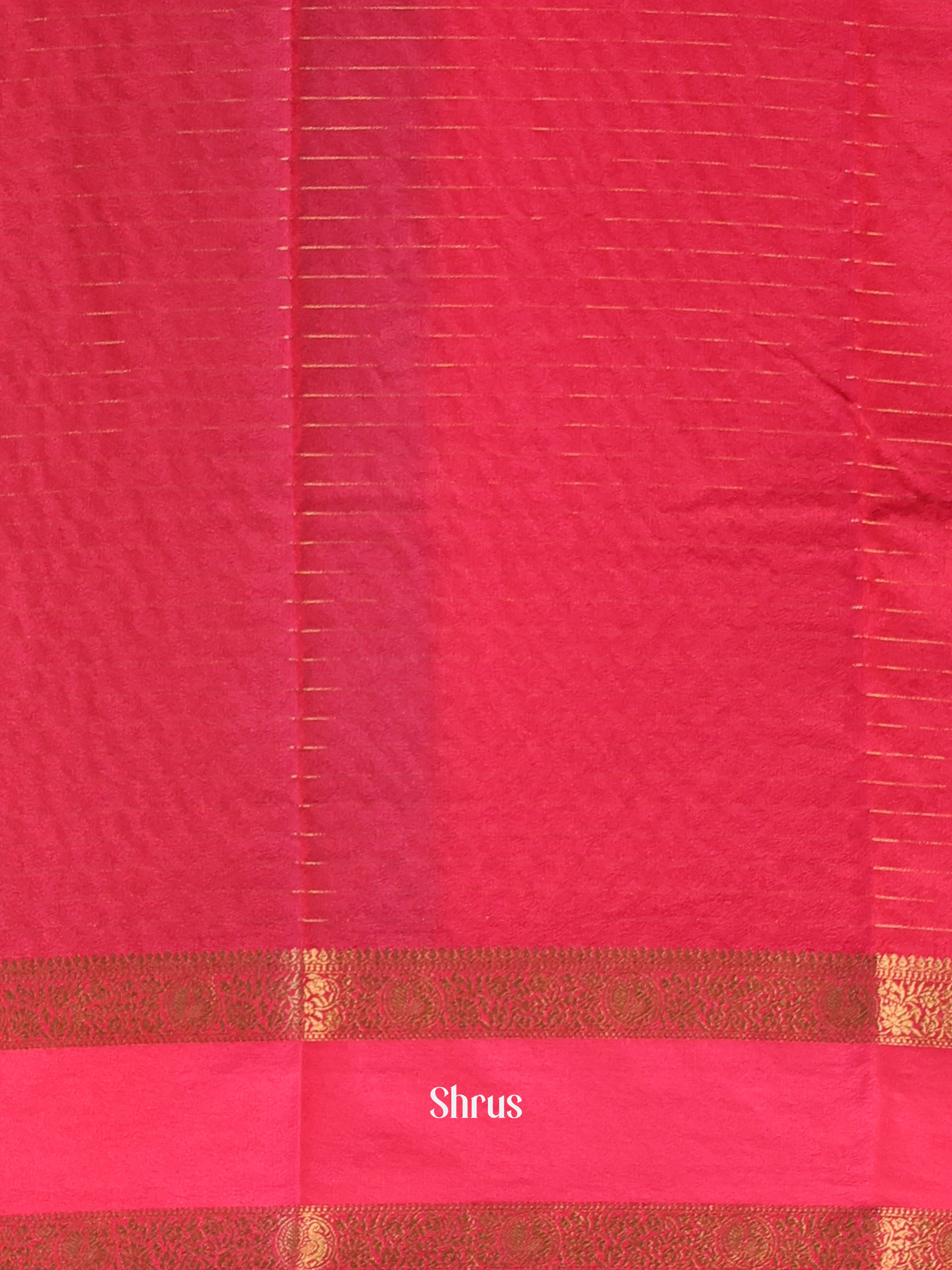 Green & Red  - Semi Mysoresilk Saree