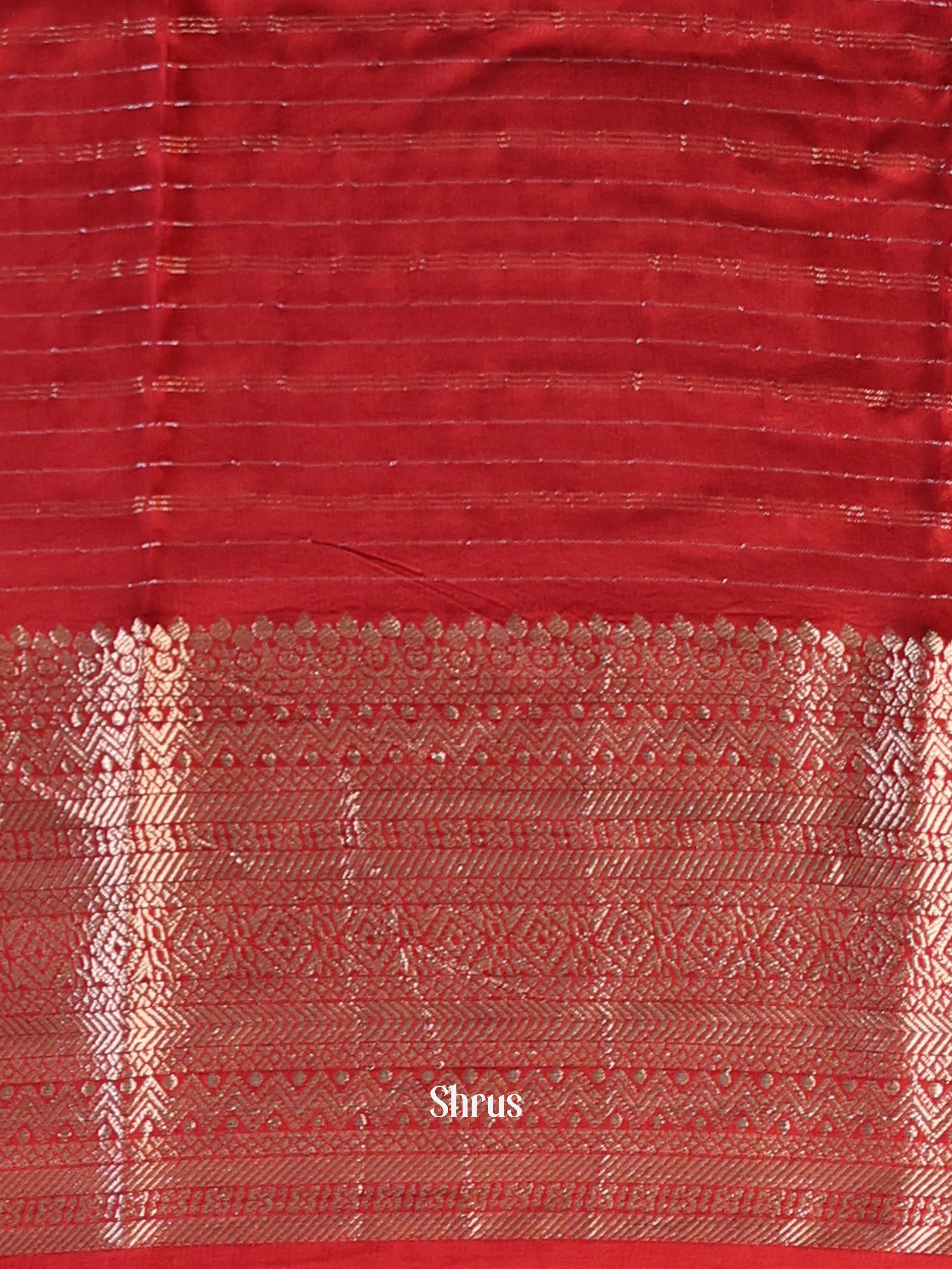 Red - Semi Mysoresilk Saree