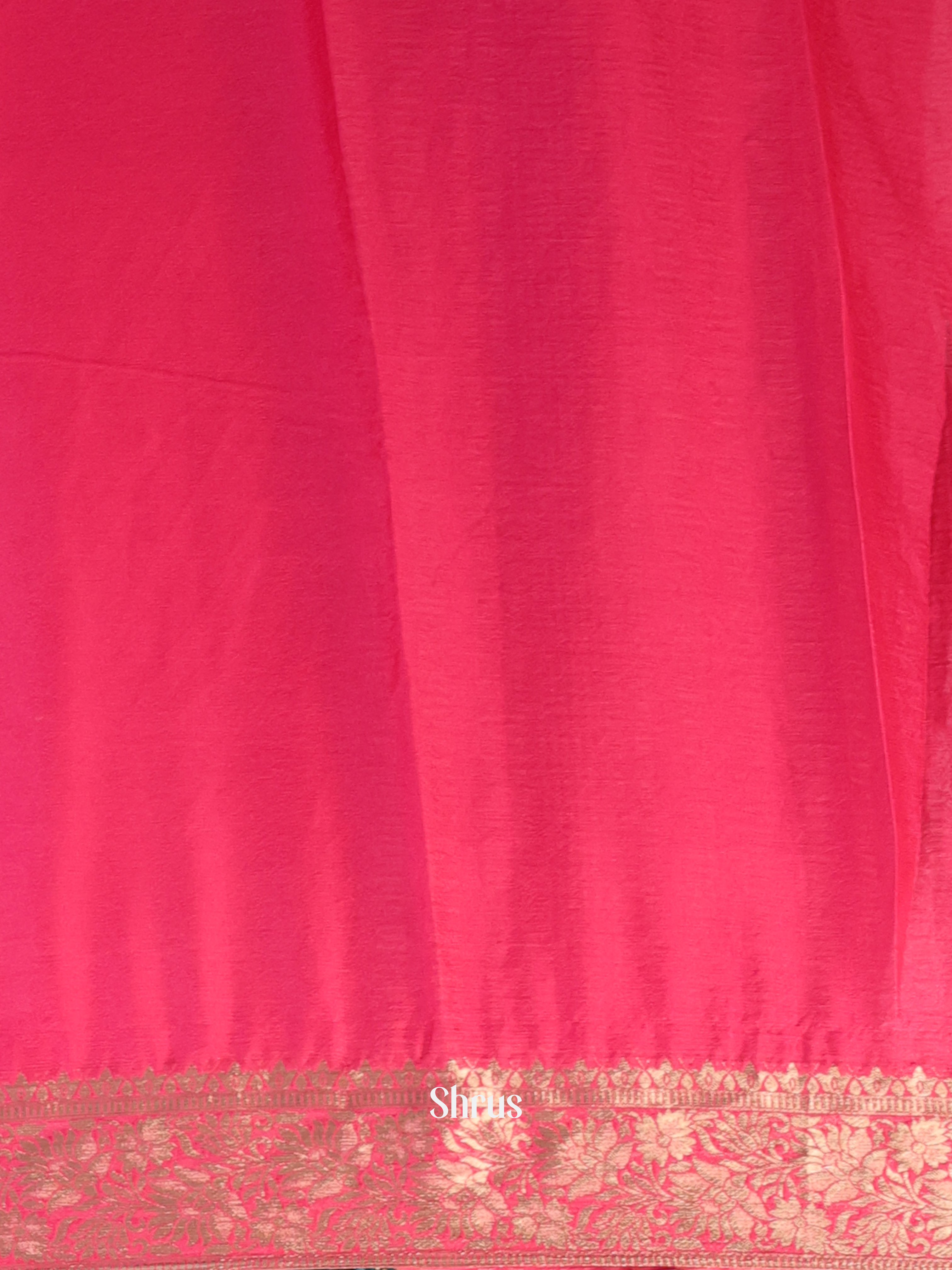 Pink - Semi Mysoresilk Saree