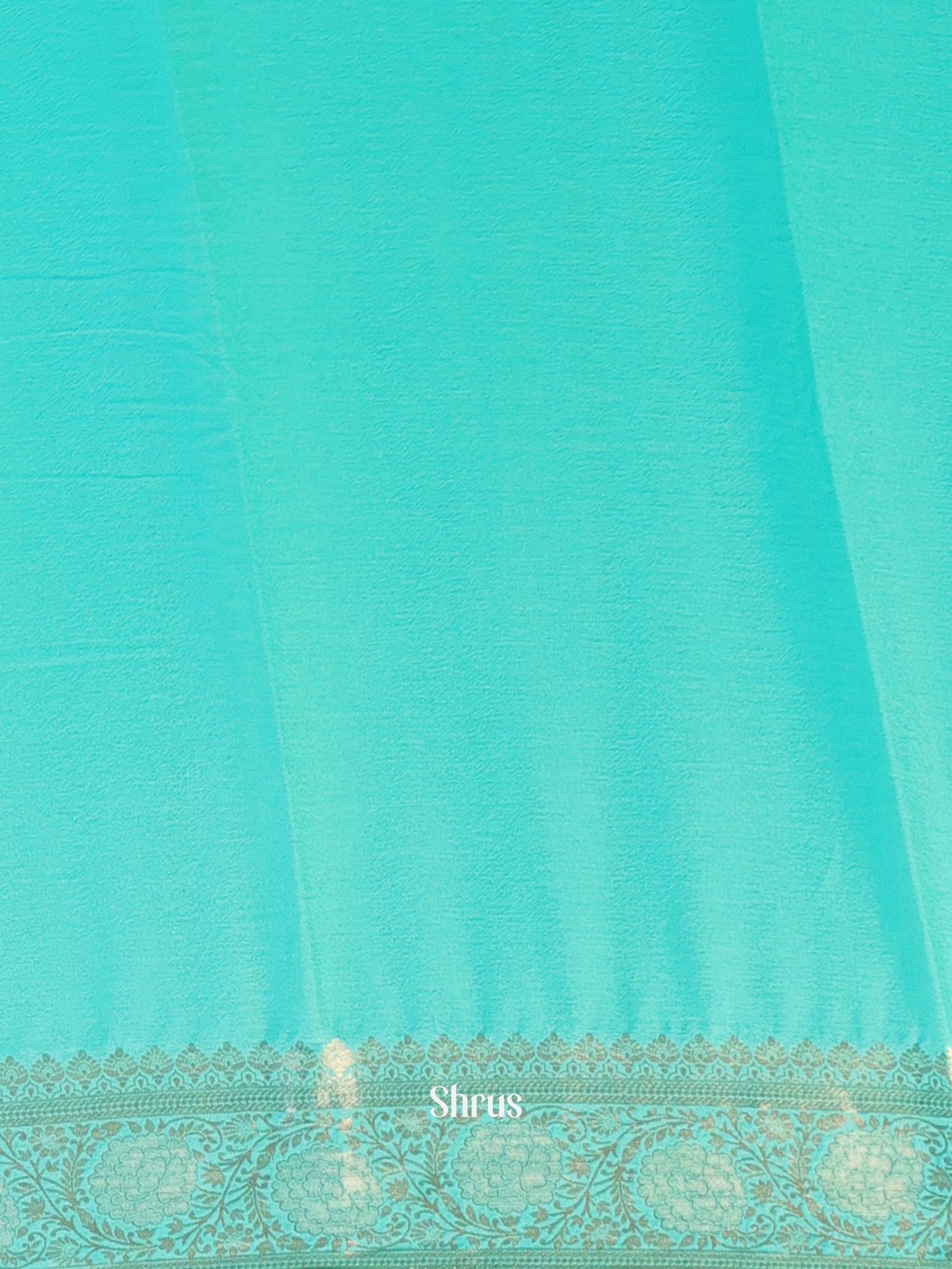 Teal  - Semi Mysoresilk Saree