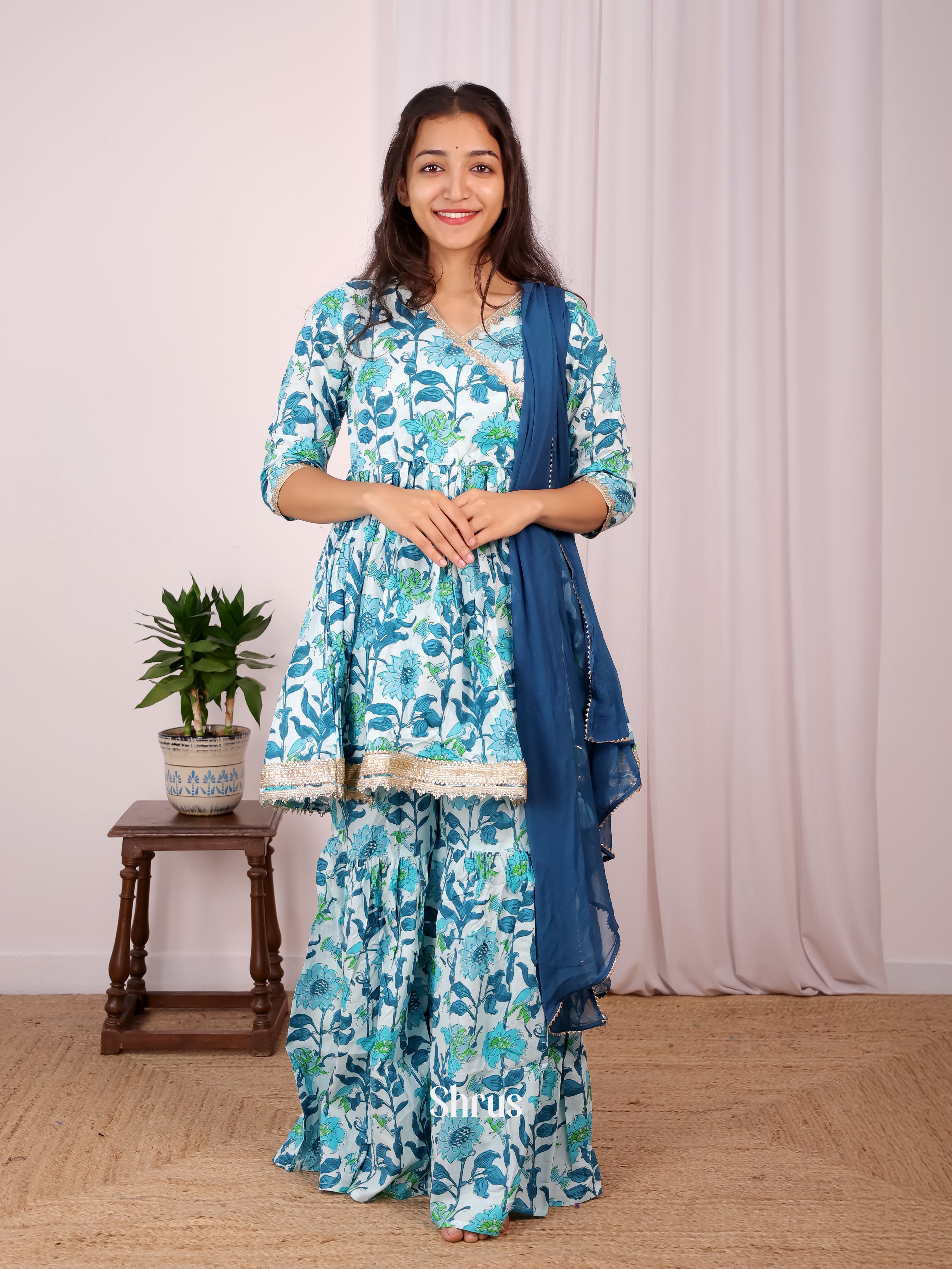 Cream & Blue - Readymade Suits - Shop on Shrus.com