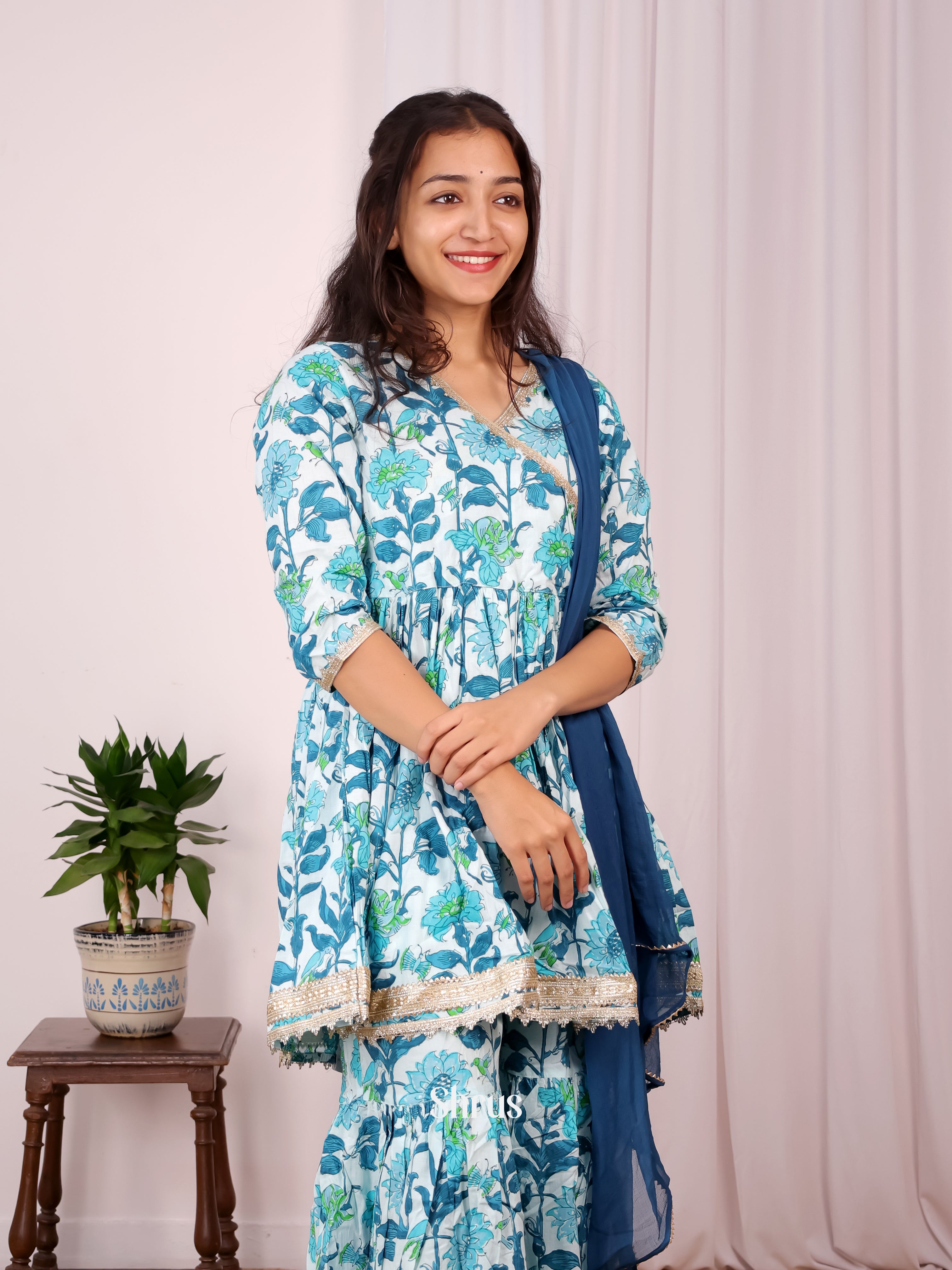 Cream & Blue - Readymade Suits - Shop on Shrus.com