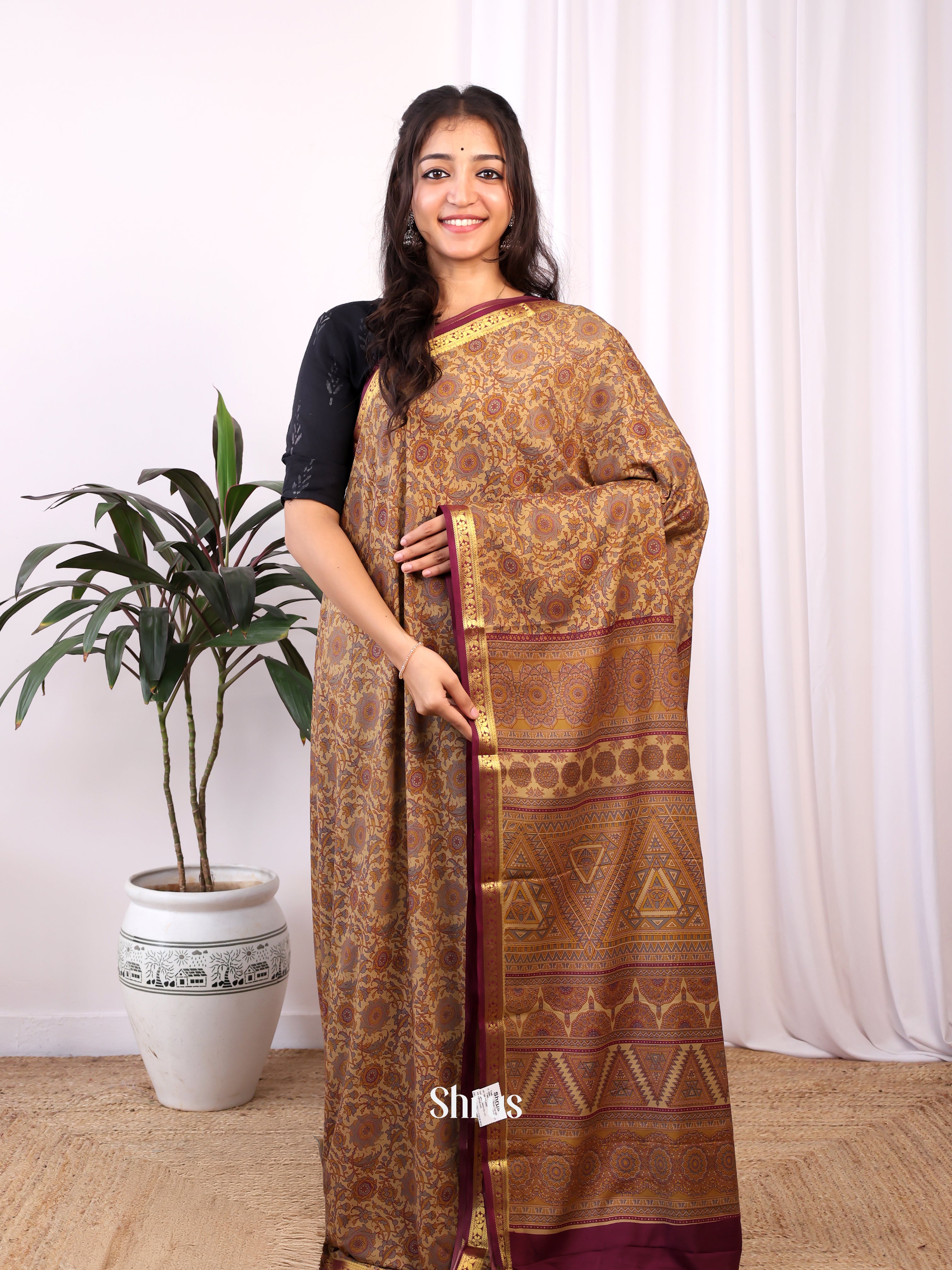 CJS02402 - Semi Mysoresilk Saree - Shop on Shrus.com