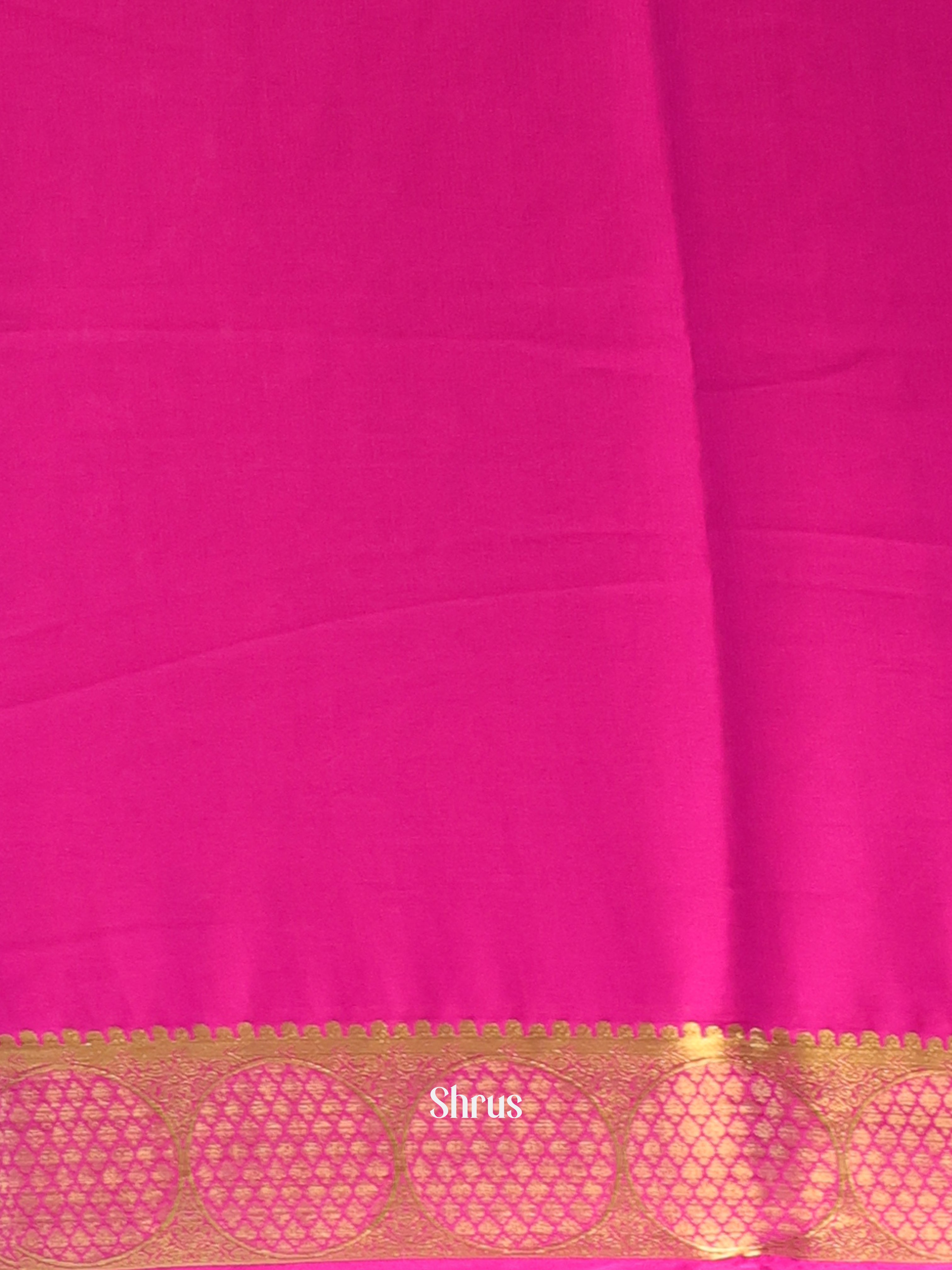 Green & Pink- Semi Mysoresilk Saree